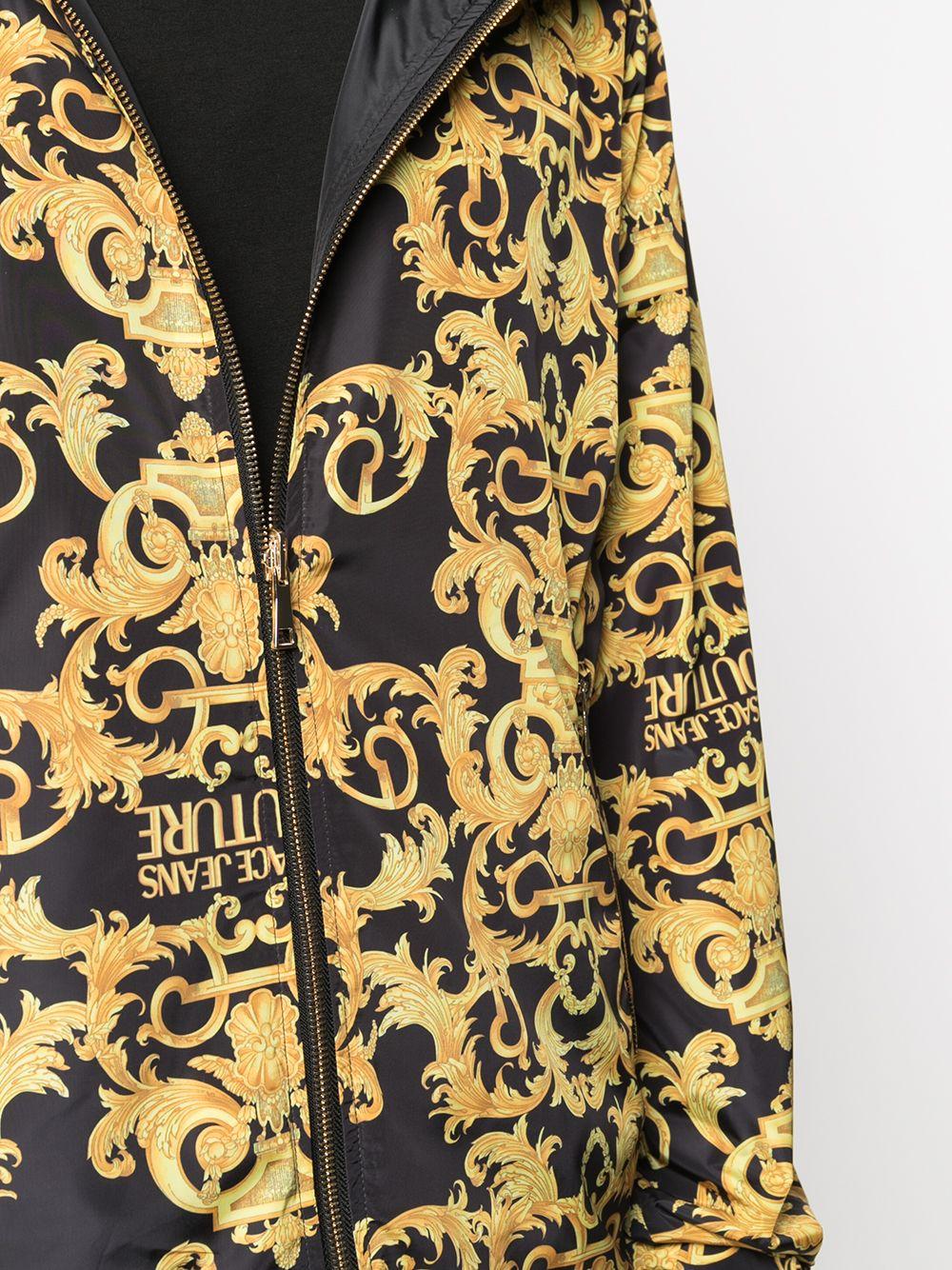 Versace Jeans Couture Baroque-print Hooded Windbreaker in Black for Men ...