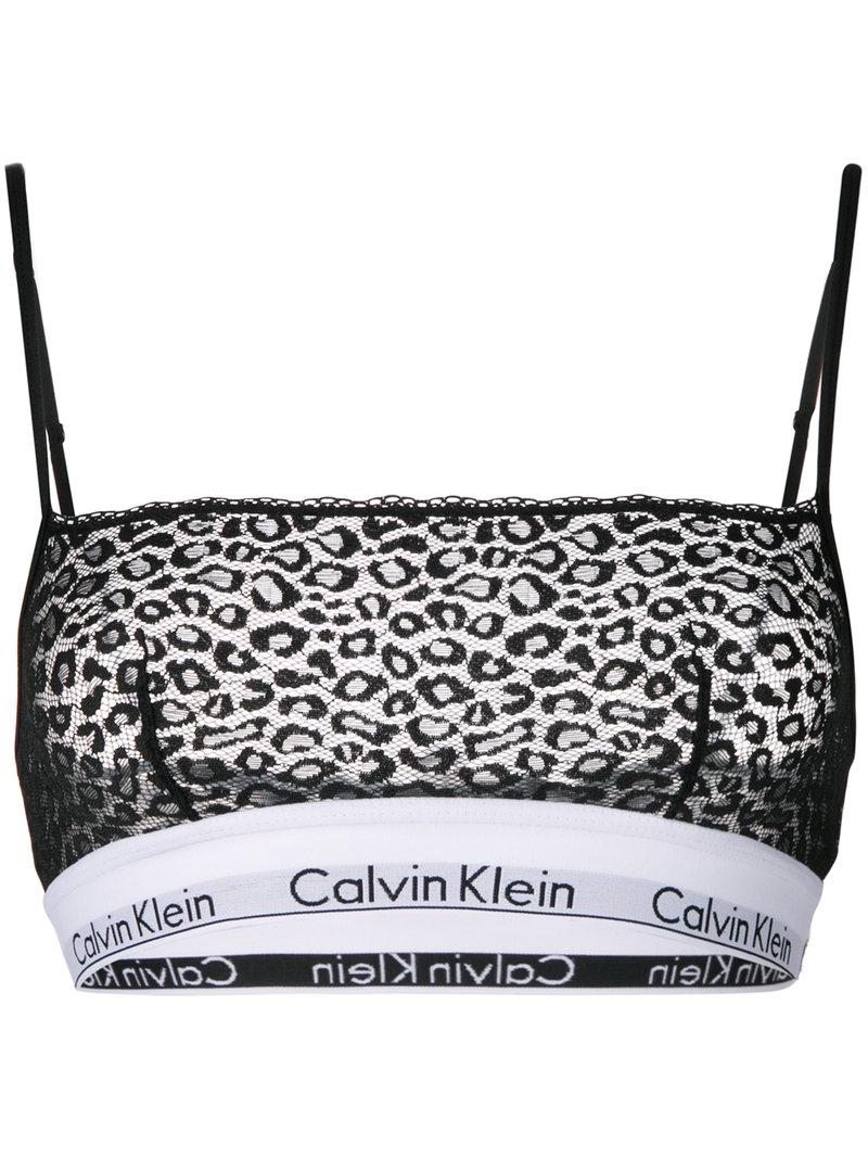 CALVIN KLEIN 205W39NYC Synthetic Leopard Print Mesh Bralette in Black - Lyst