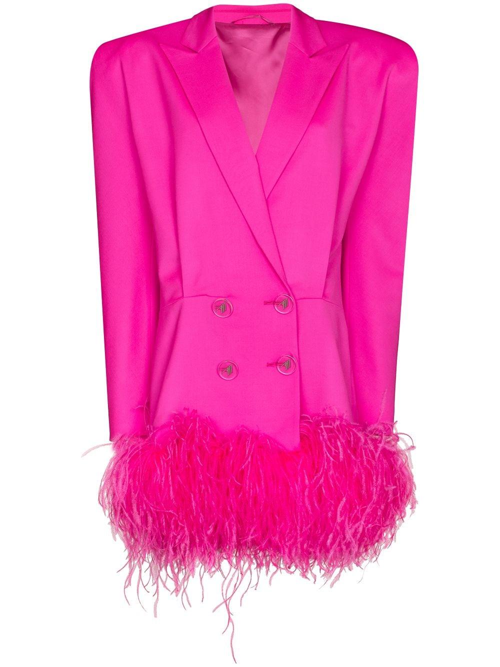 The Attico Wolle Blazerkleid mit Federn in Pink - Lyst