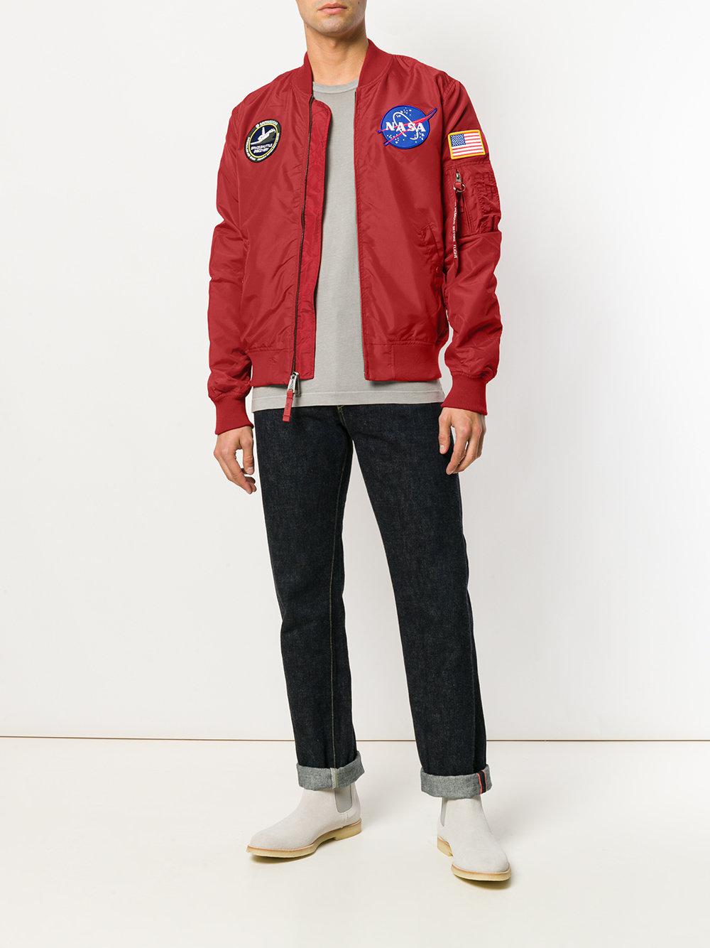 Alpha Industries Nasa Bomber Jacket in Red for Men - Lyst