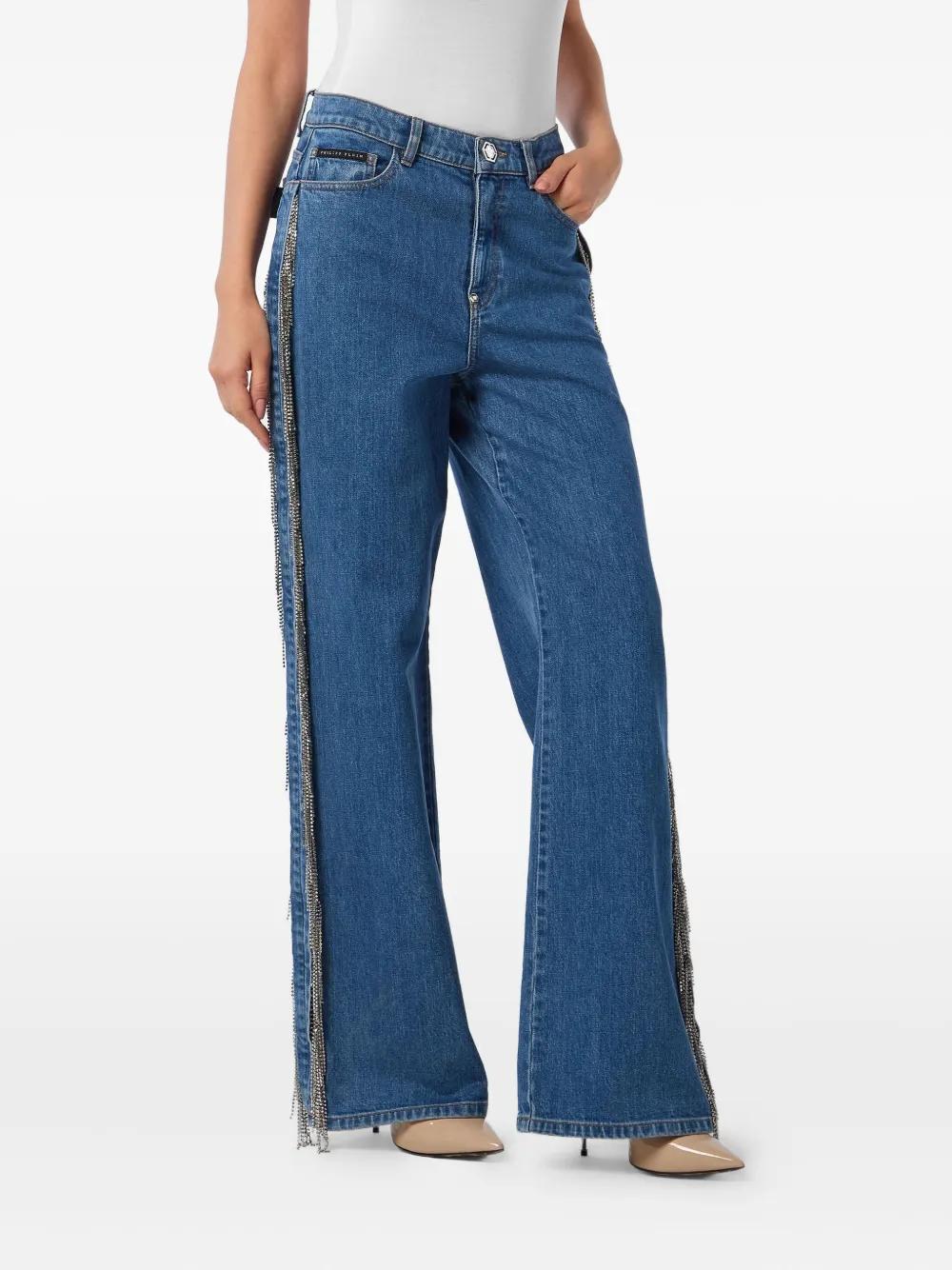 デニム・ジーパン Philipp Plein Flared High-Waisted Jeans With Split Hem Philipp Plein Flared High-Waisted With Split Hem Design