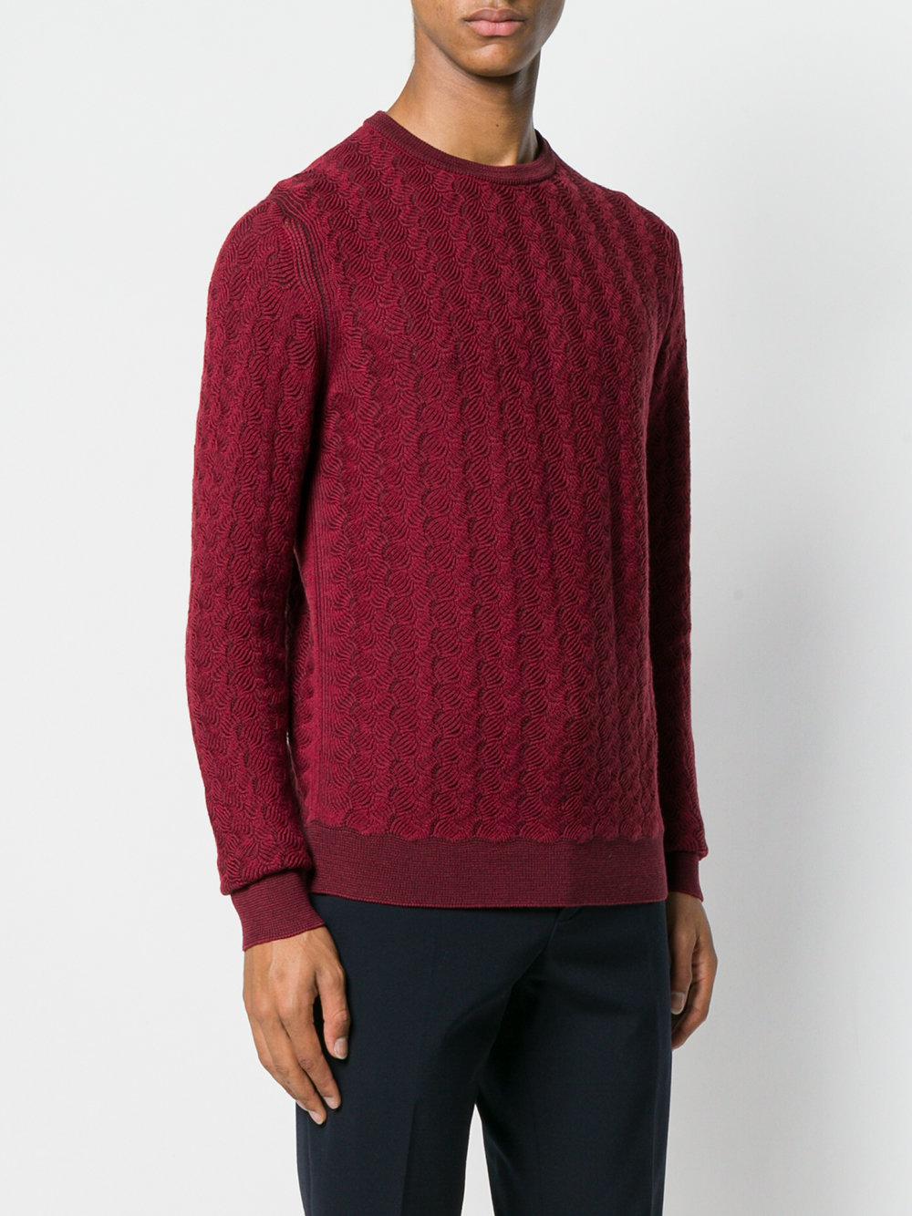 Etro Wool Woven Patterned Jumper in Red for Men - Lyst