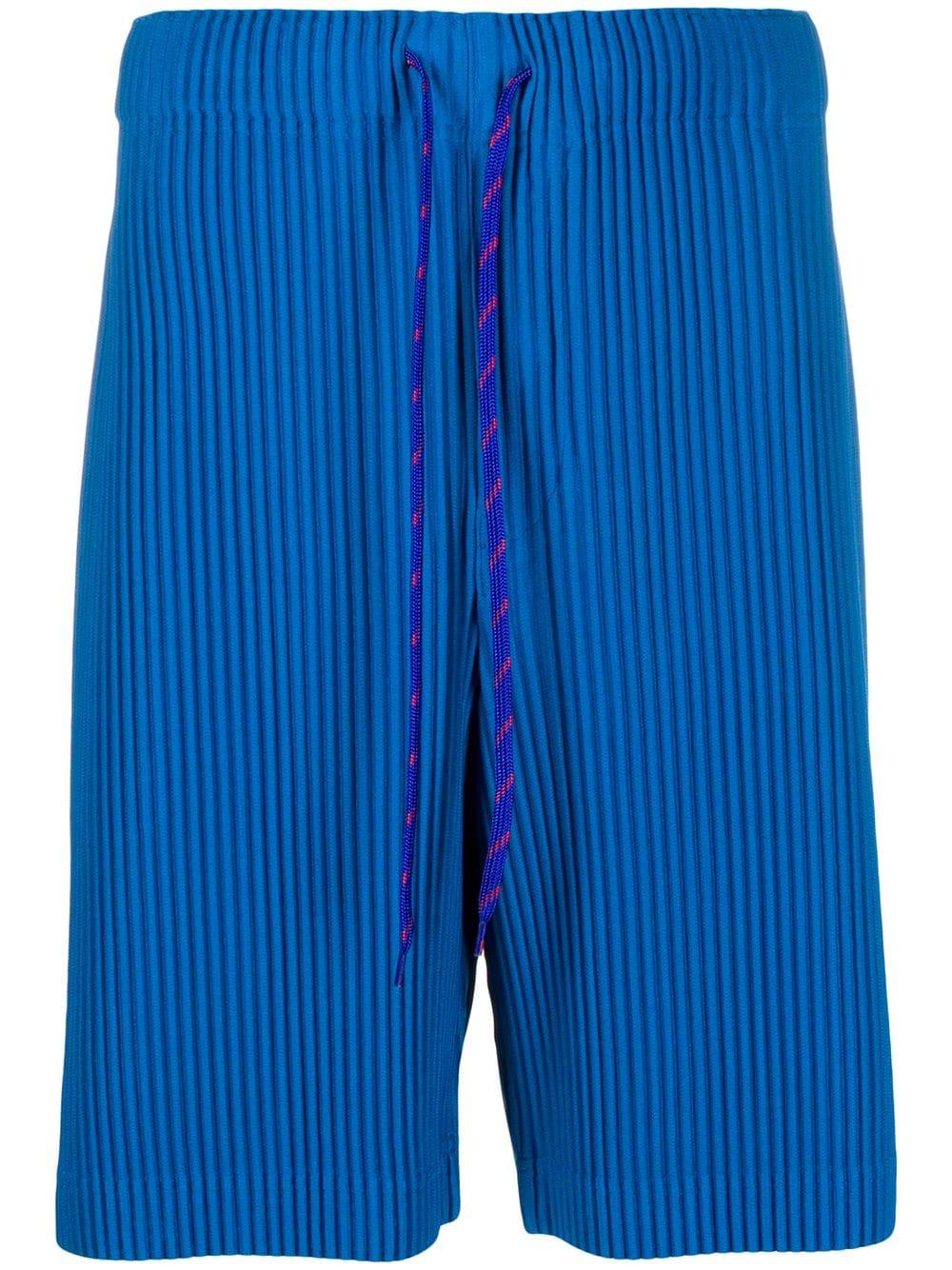Homme Plissé Issey Miyake Drawstring-waist Ribbed Shorts in Blue for ...