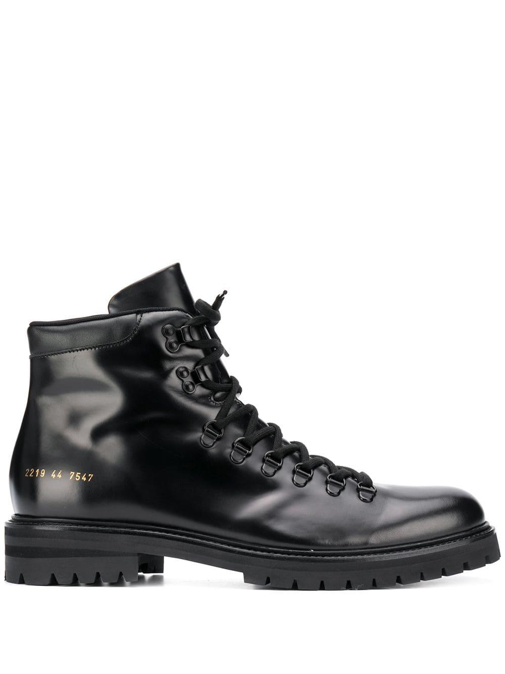 Polished Hiking Boots in Black for Men 