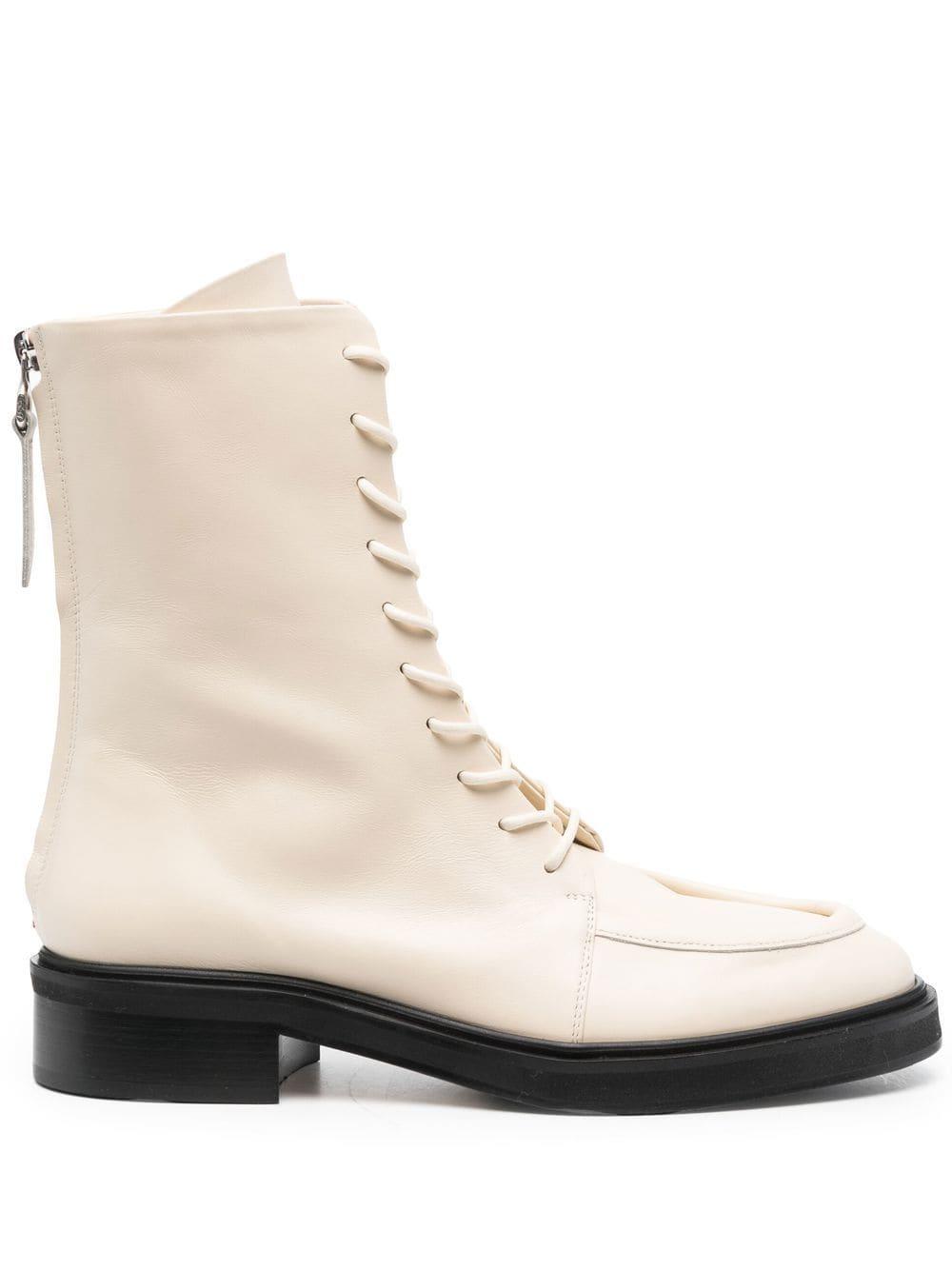 Aeyde Low Heel Combat Boots in Natural | Lyst