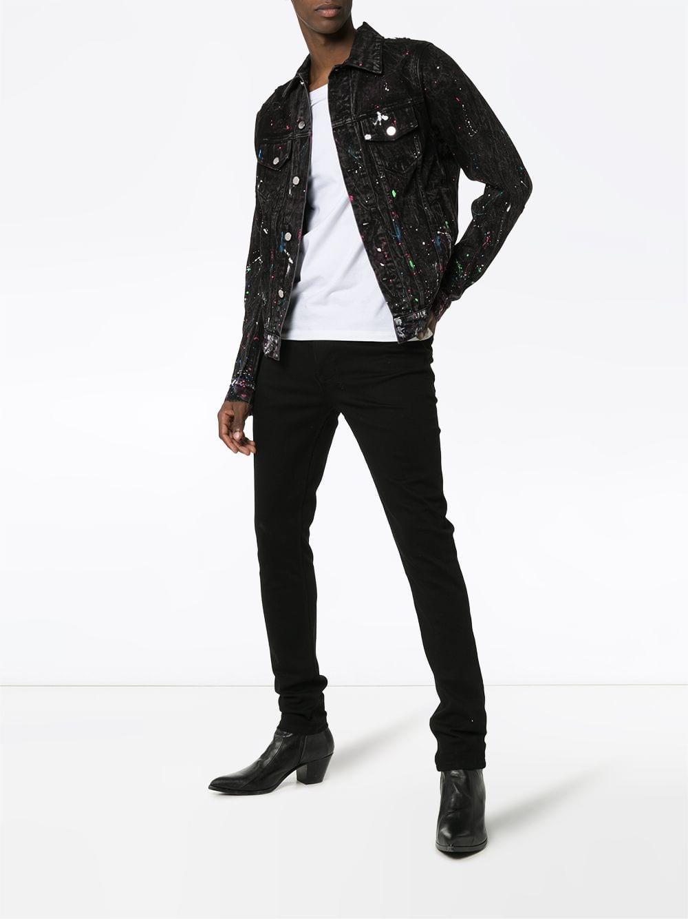 Amiri Paint Splatter Print Denim Jacket 