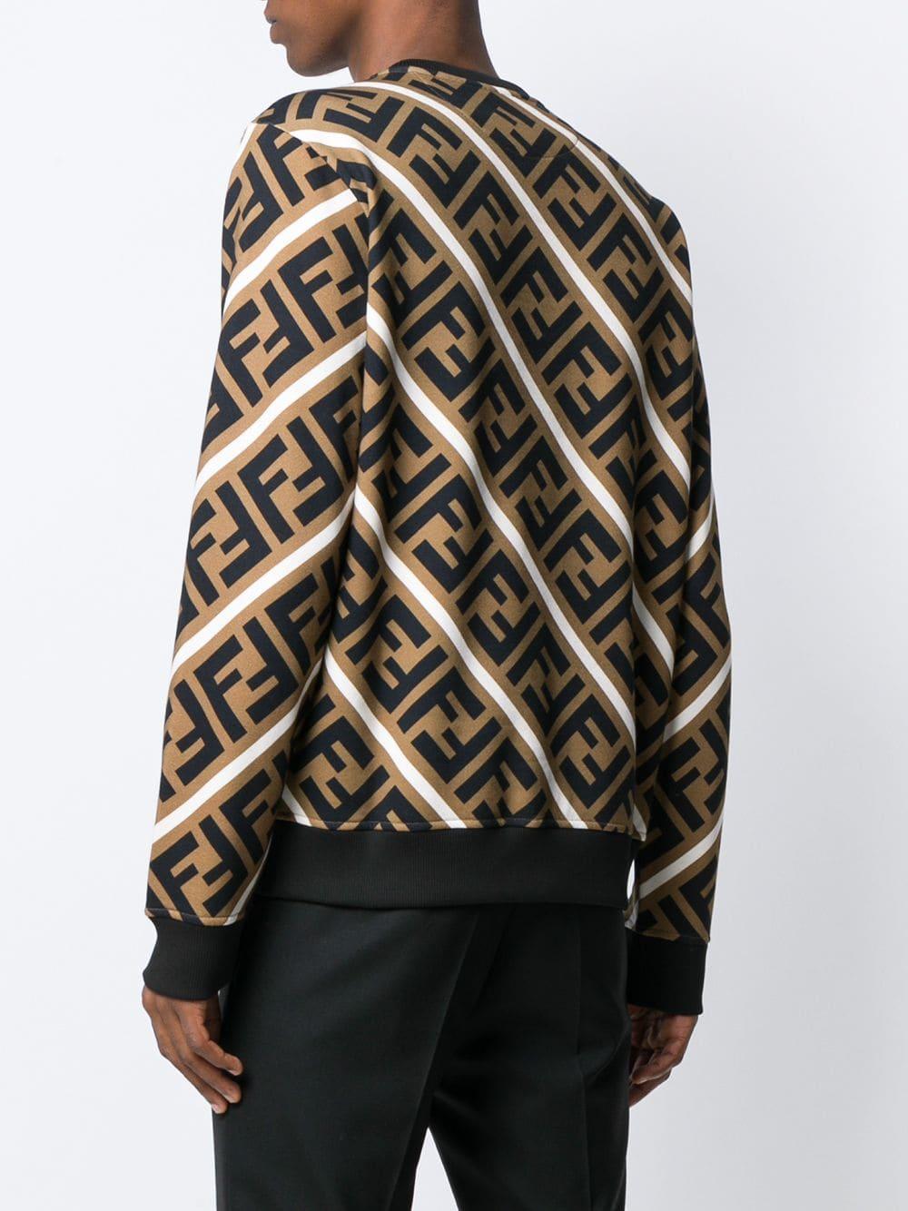 Fendi Sweater Met Ff Logo Print in het Bruin voor heren | Lyst NL