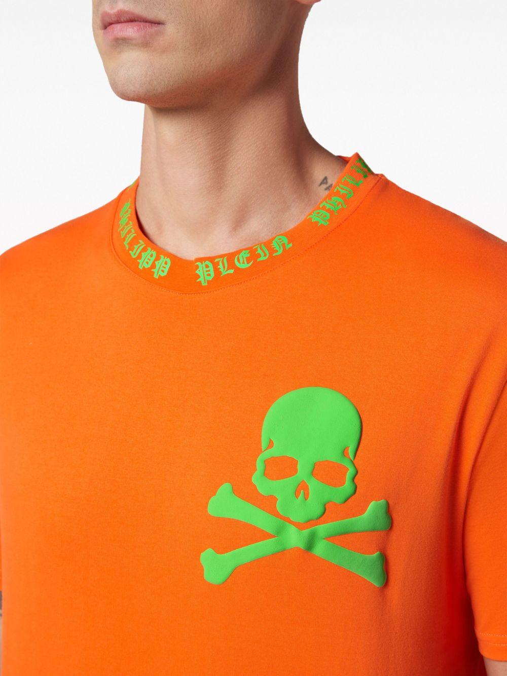Philipp plein orange hot sale skull t shirt