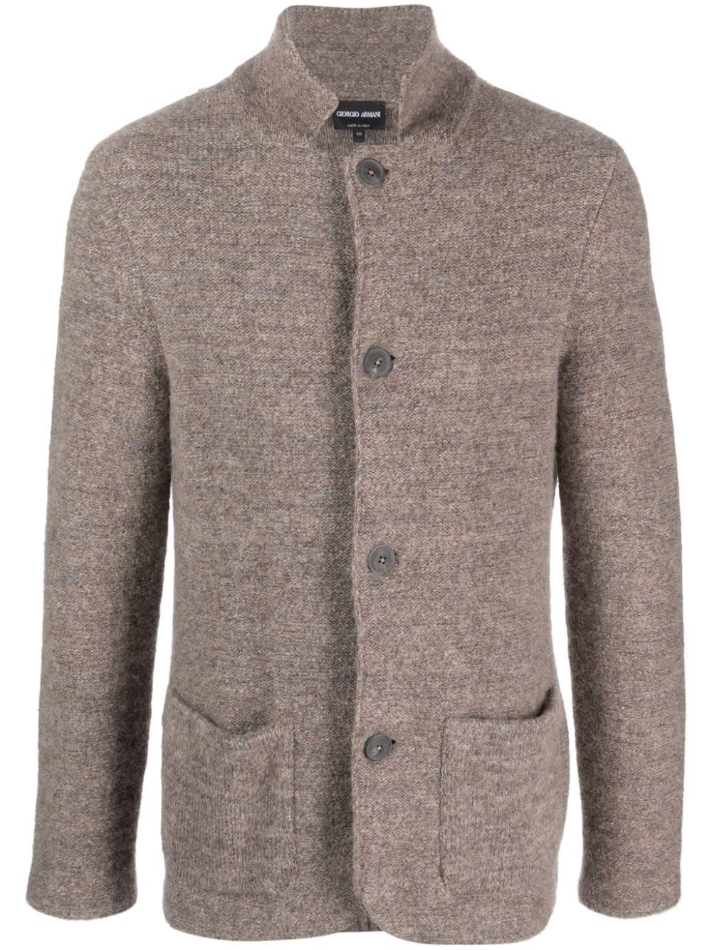 Giorgio Armani Single-breasted Long-sleeve Cardigan in Brown for Men | Lyst