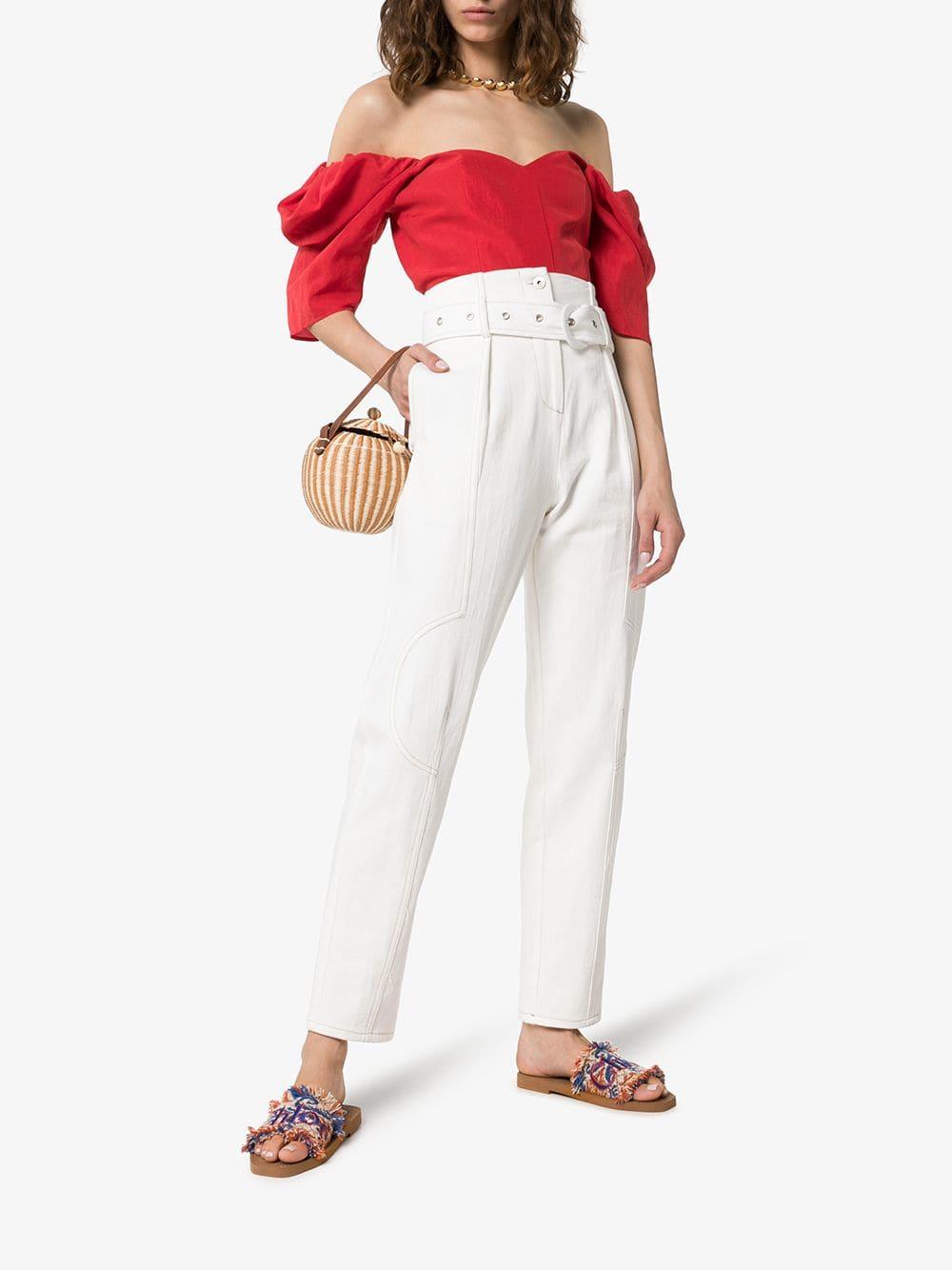 chloe woody flat logo ribbon slide sandals