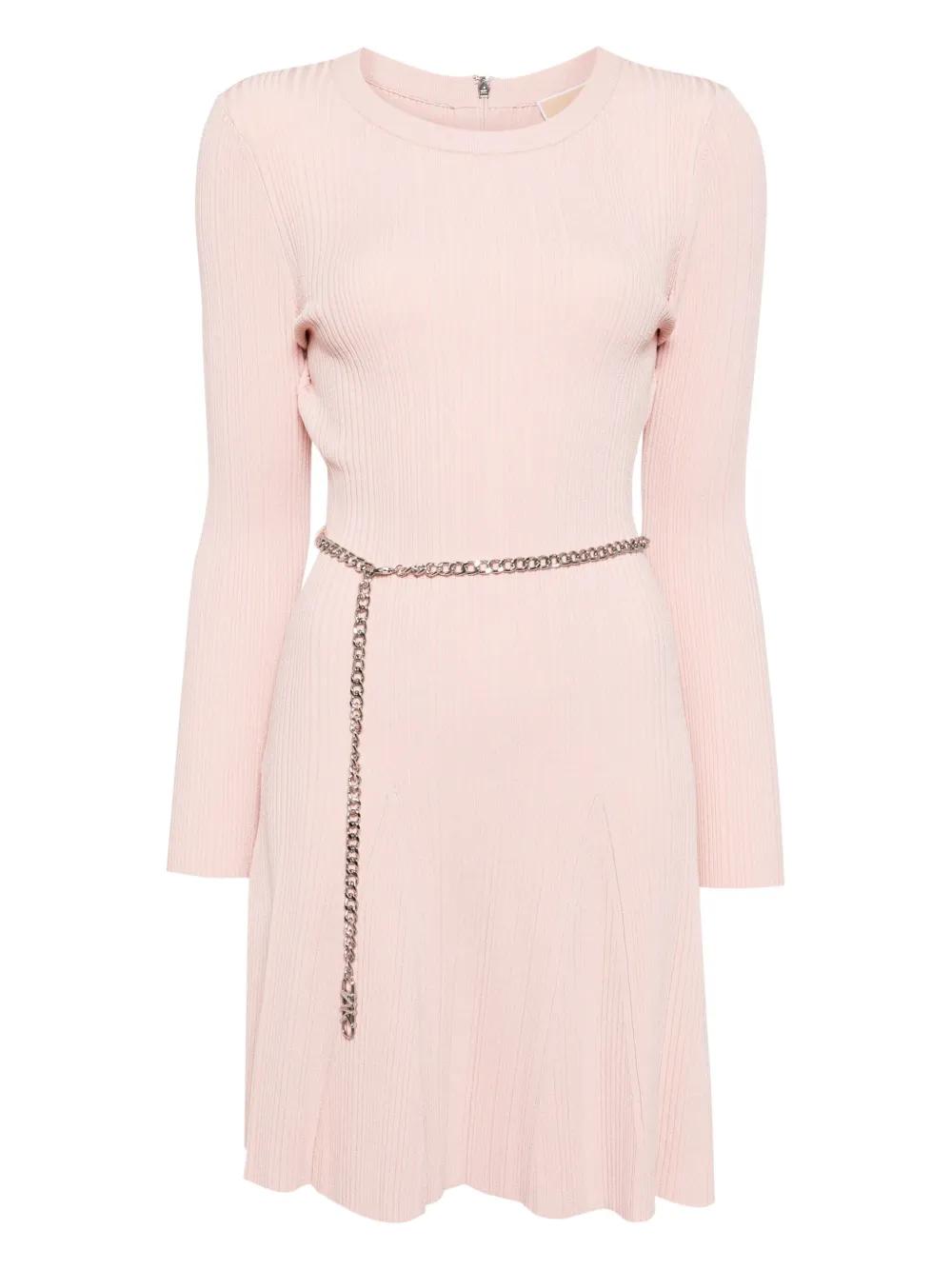 Michael Kors Chain Belt Mini Dress in Pink | Lyst