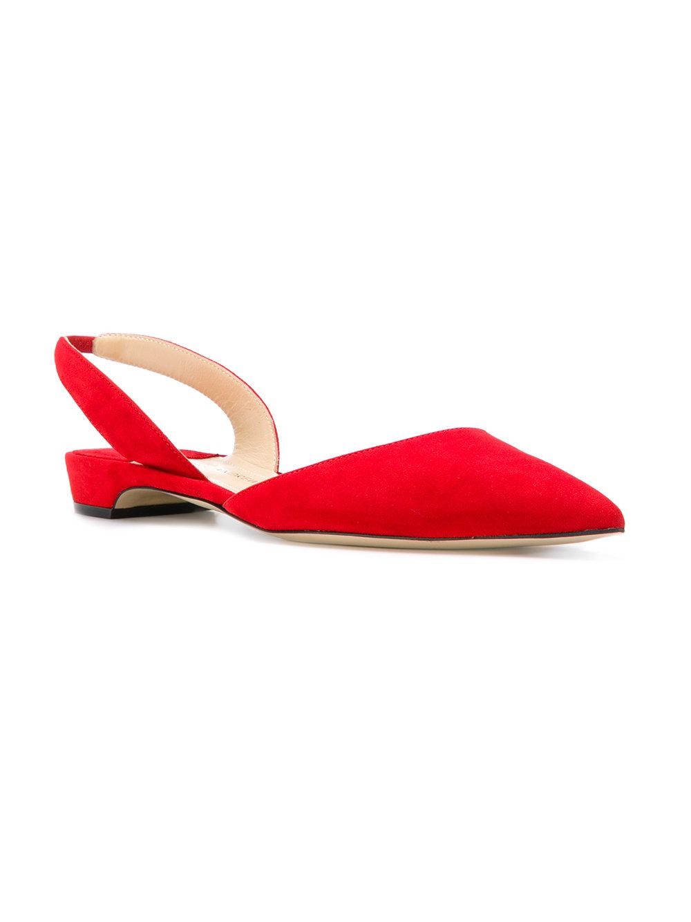 Paul Andrew 'rhea 15' Suede Slingback Flats in Red - Lyst