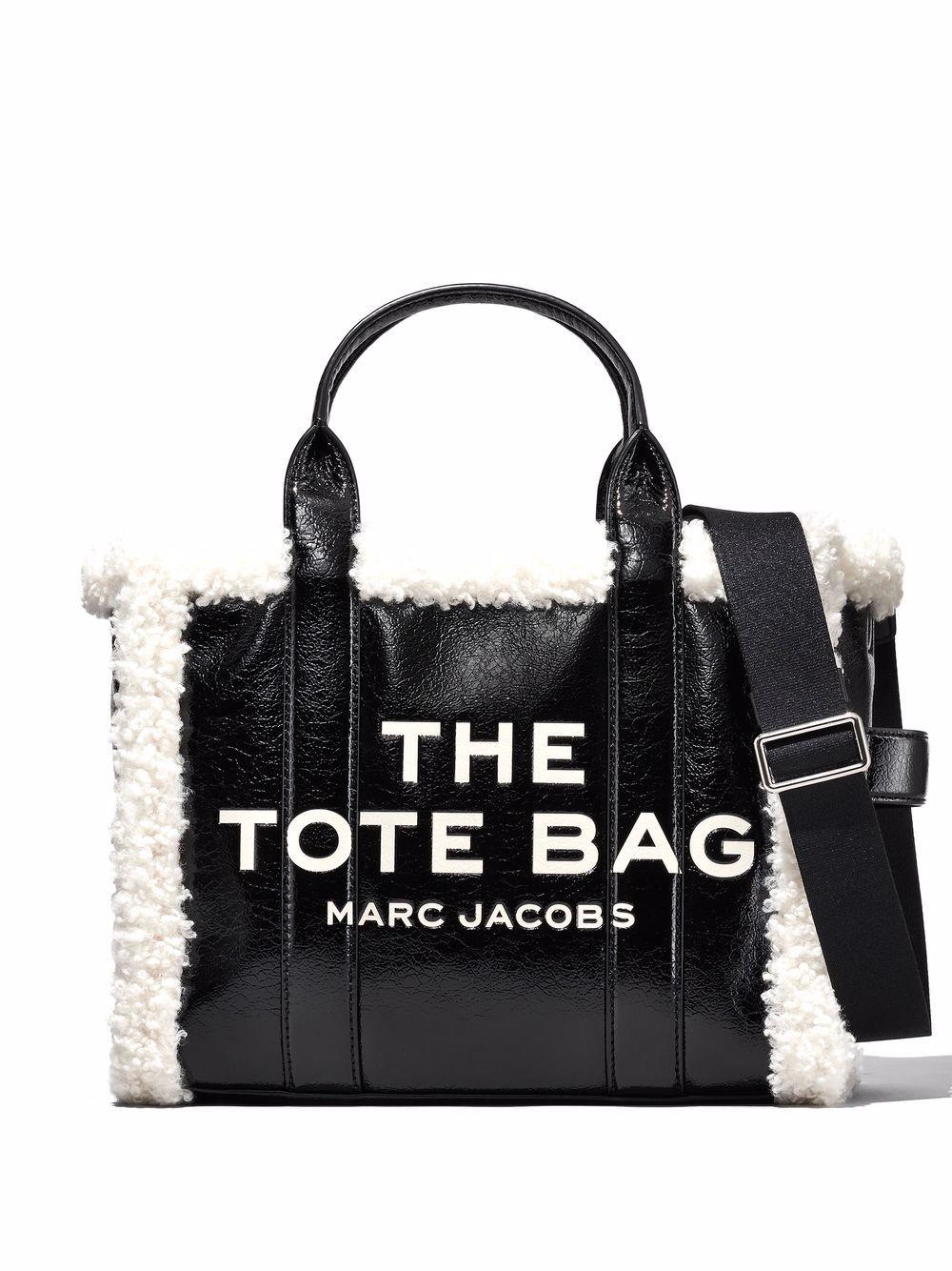 Marc Jacobs The Large Tote Crinkle Leather Tote Bag in Black/White (Black)  - Save 35% | Lyst