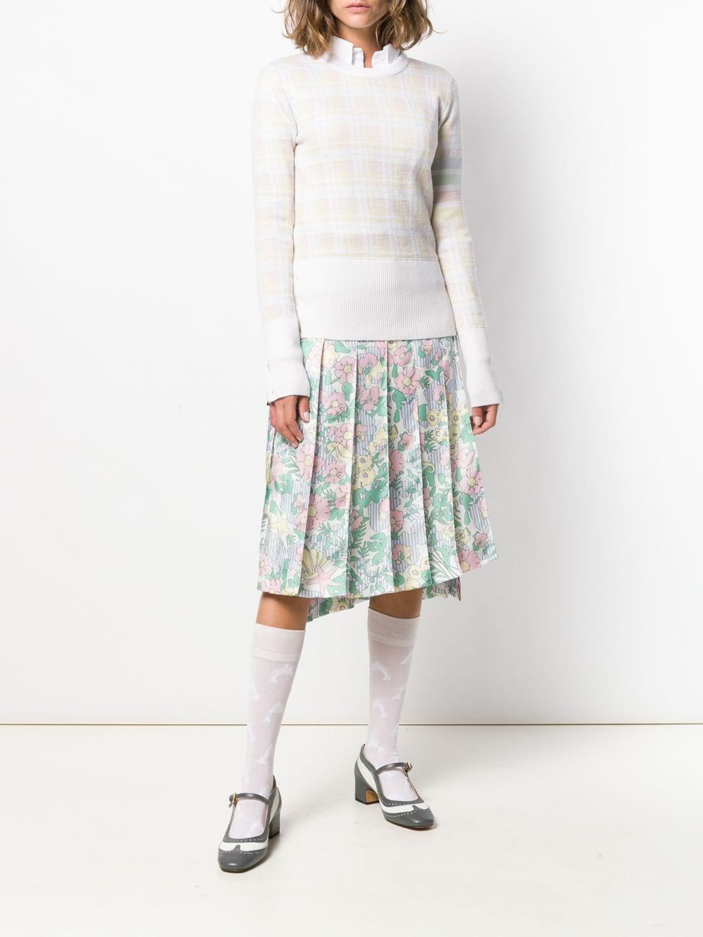 Thom Browne Floral-print Pleated Skirt 
