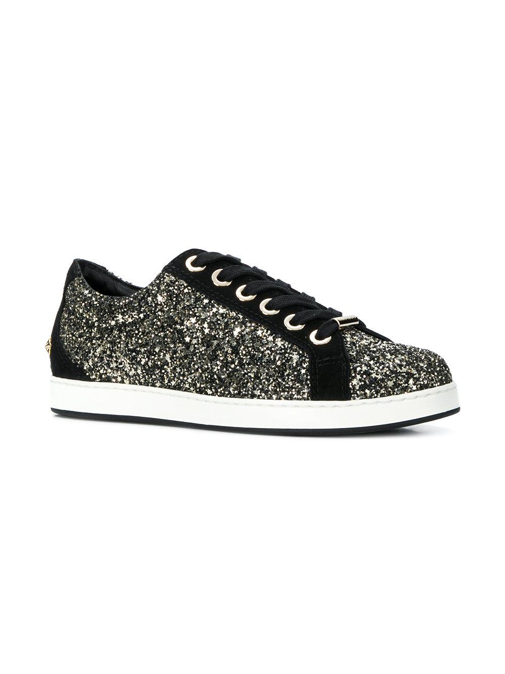 jimmy choo cash coarse glitter trainers