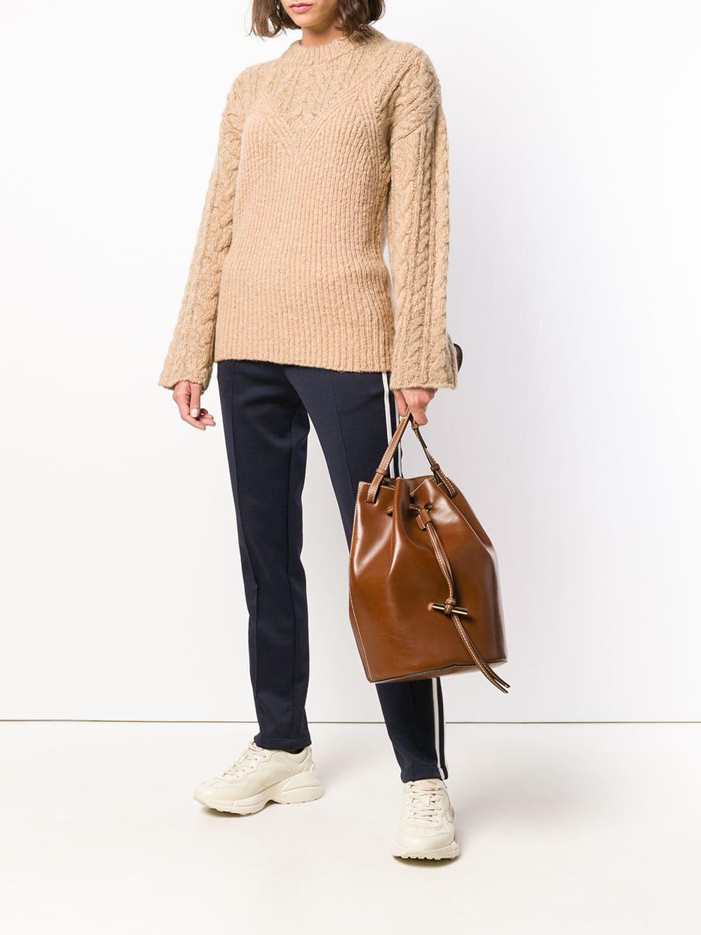 Stella McCartney Leather Drawstring Shoulder Bag in Brown Lyst