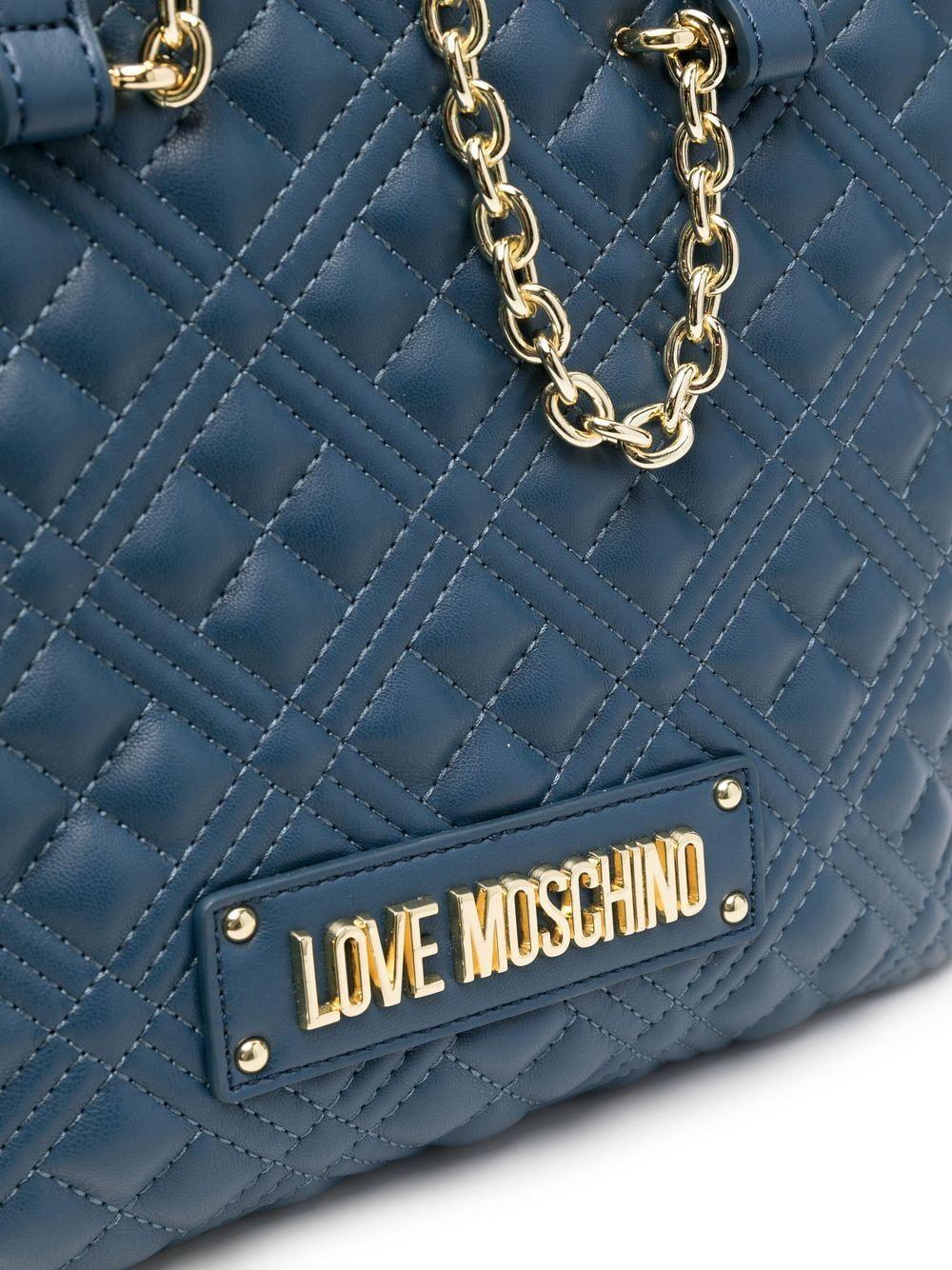Love Moschino Logo-plaque Quilted Tote Bag in Blue | Lyst