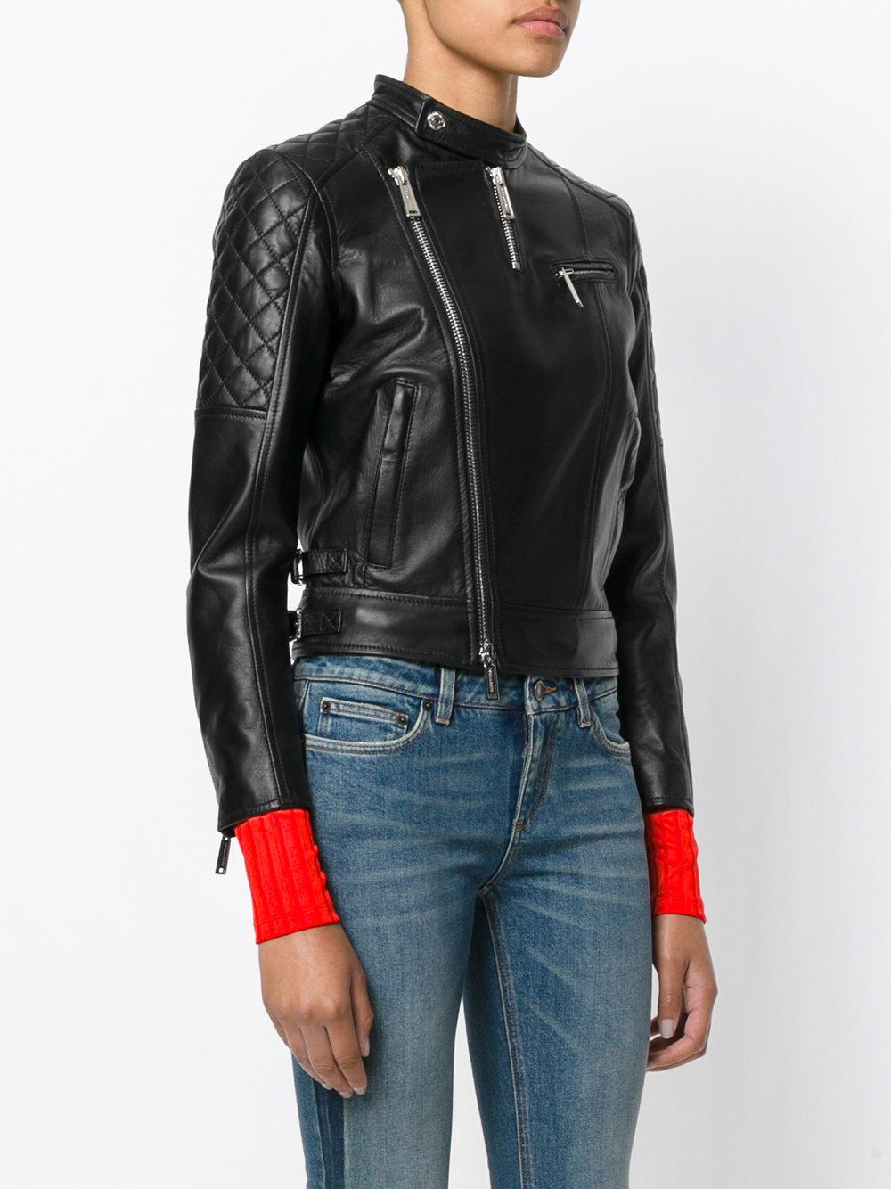 Lyst Dsquared² Collarless Biker Jacket in Black