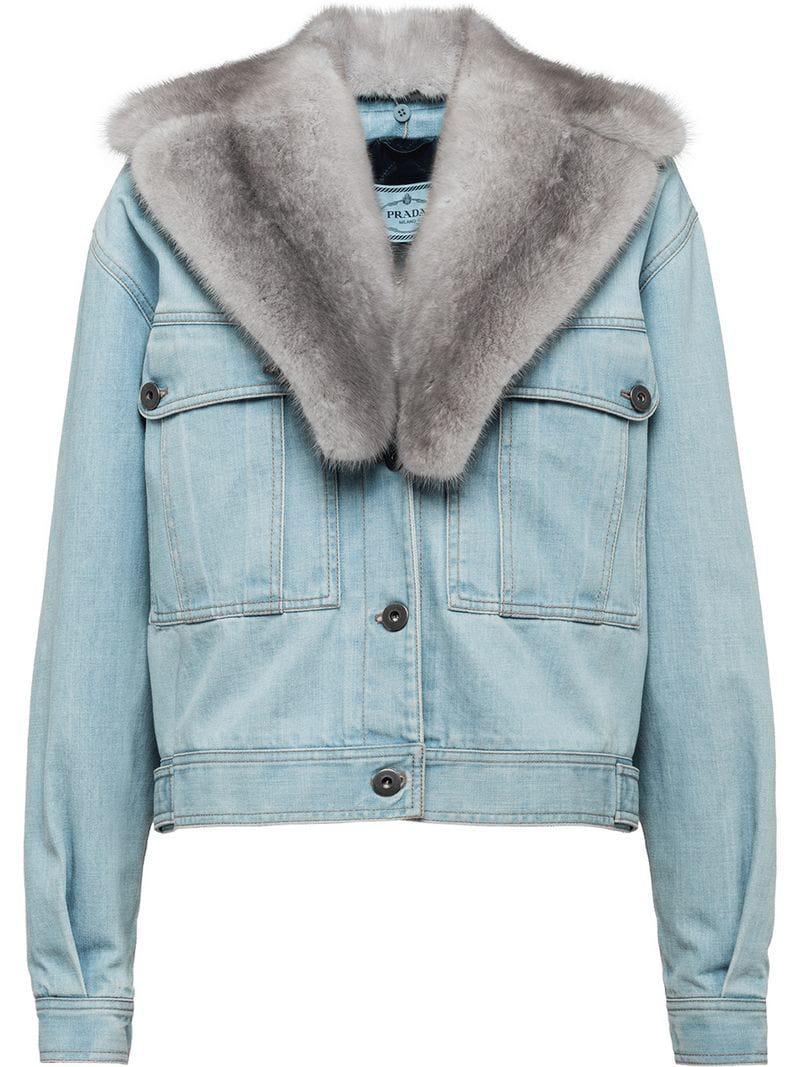 blue jean jacket with fur