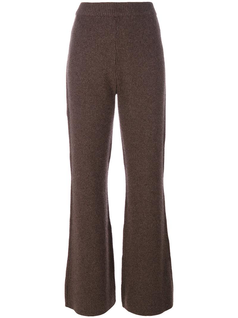 JOSEPH Cashmere Ribbed Knit Pants in Brown - Lyst