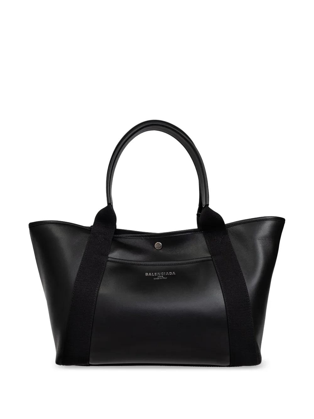 【送料&関税込】Balenciaga Black Canvas Biarritz Shopping Ba Women's Biarritz Tote Bag Medium in Natural/black