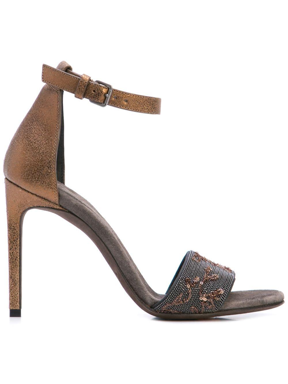 Brunello Cucinelli Ankle Strap Sandals in Grey (Grey) Lyst