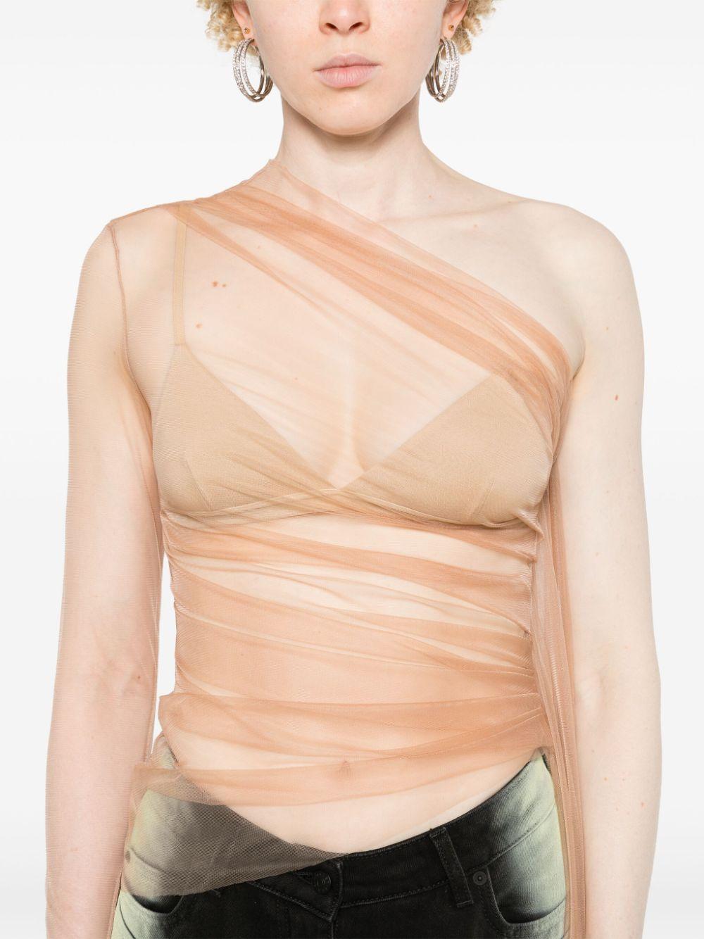 beige sheer top
