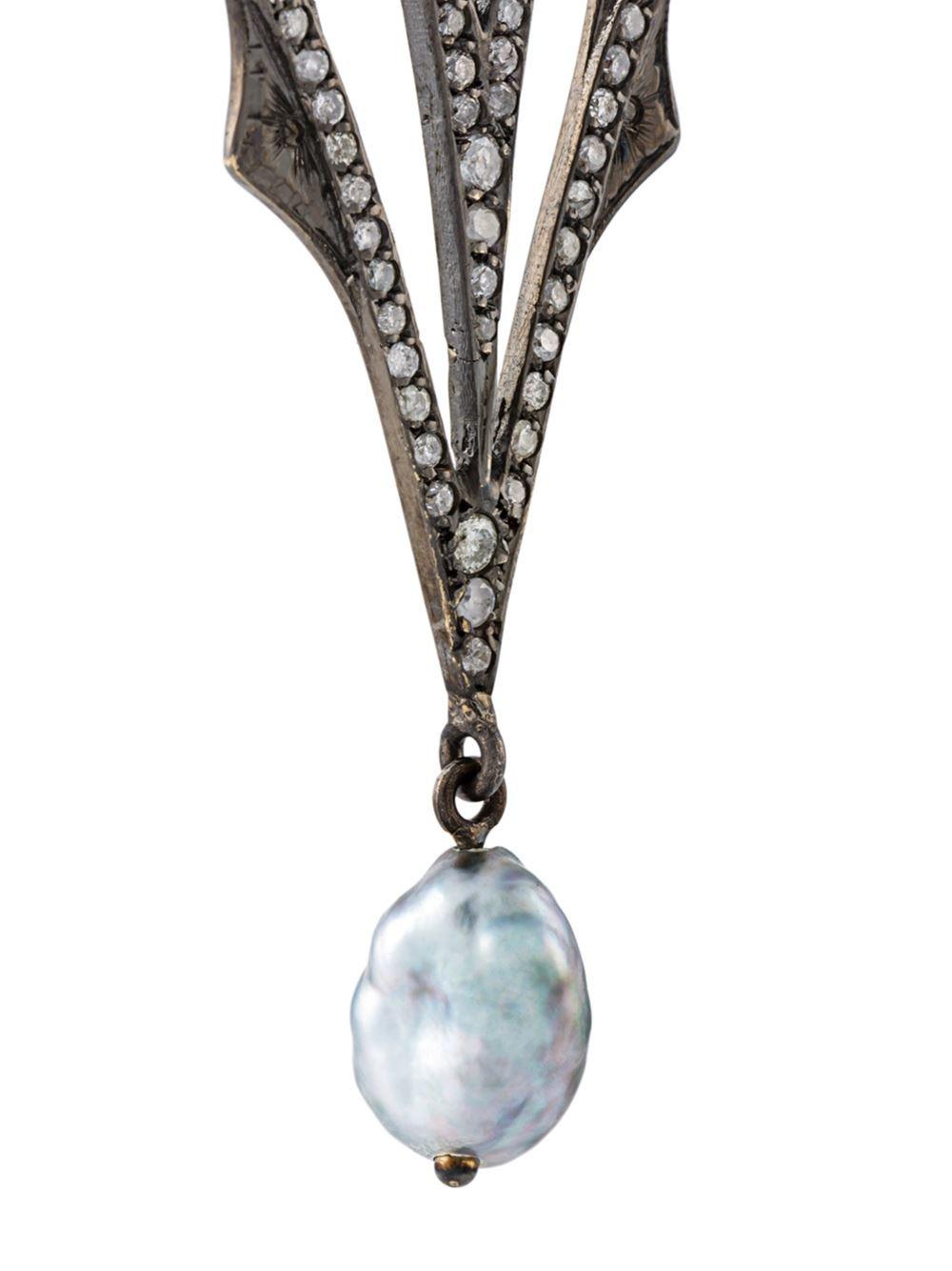Lyst Loree Rodkin Diamond Drop Pearl Earrings In Metallic Diamond Drop Pearl Earrings Lyst View Fullscreen
