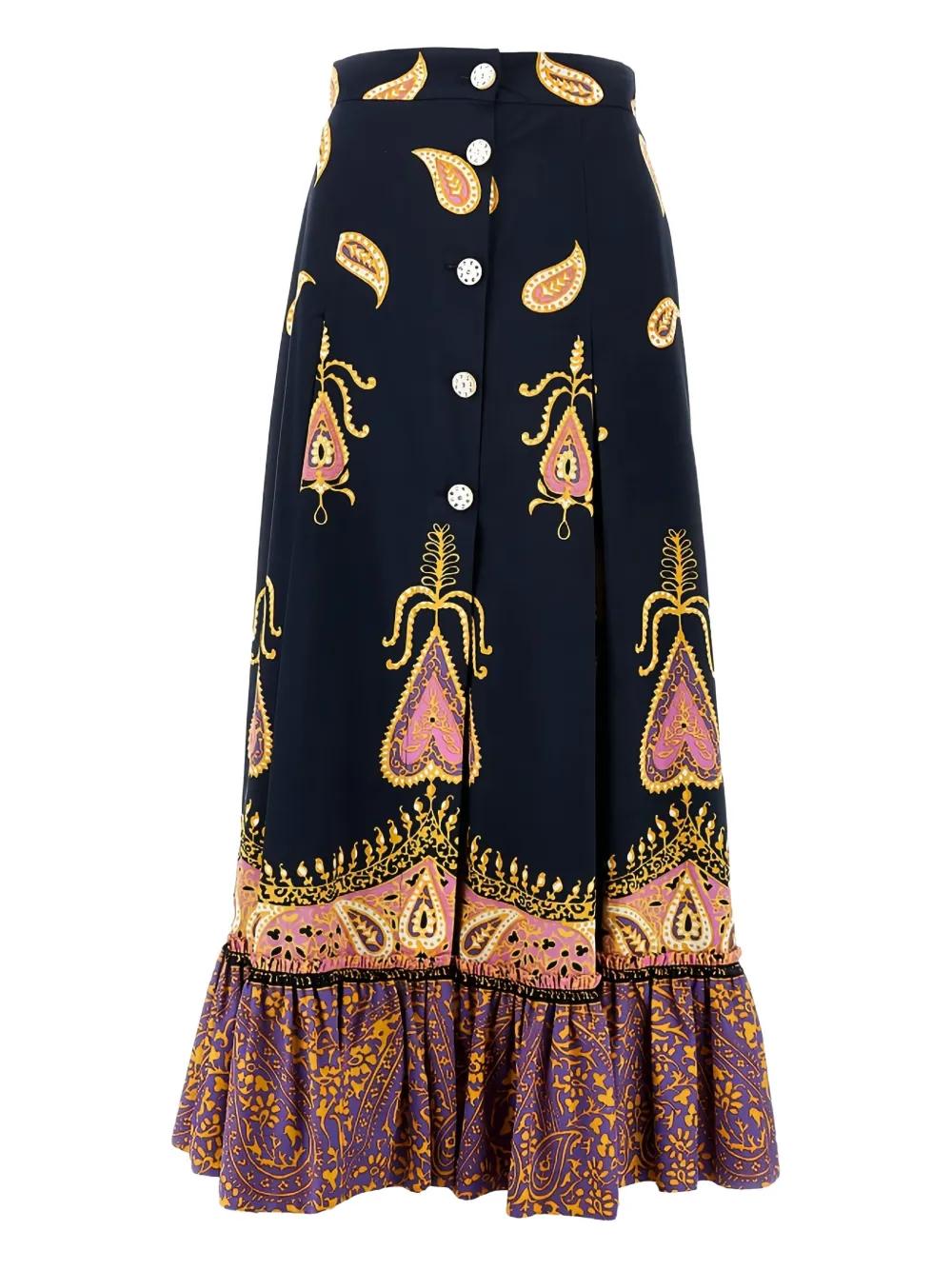 スカート VALENTINO GARAVANI Printed Linen Skirt Valentino EMBROIDERED COTTON AND LINEN SKIRT | REVERSIBLE