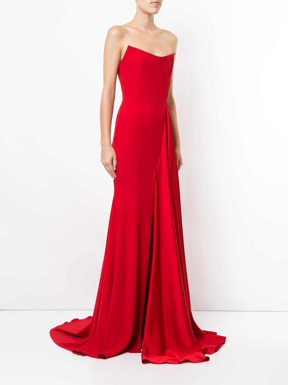 Alex Perry Synthetic Alex Strapless Drape Gown in Red - Lyst