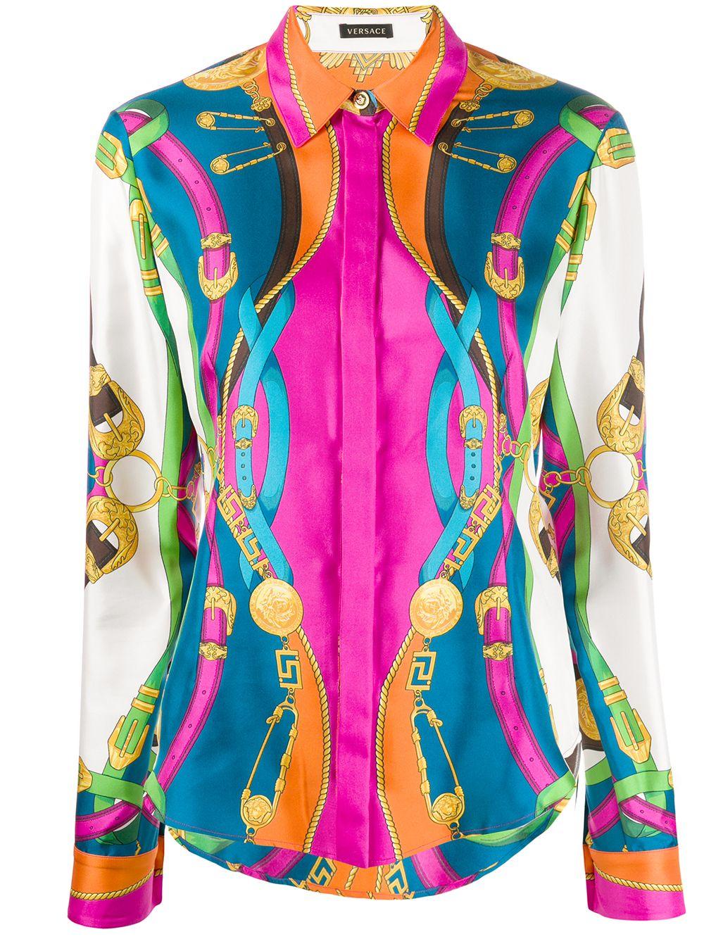 Versace Silk Barocco Rodeo Print Shirt in Pink - Lyst