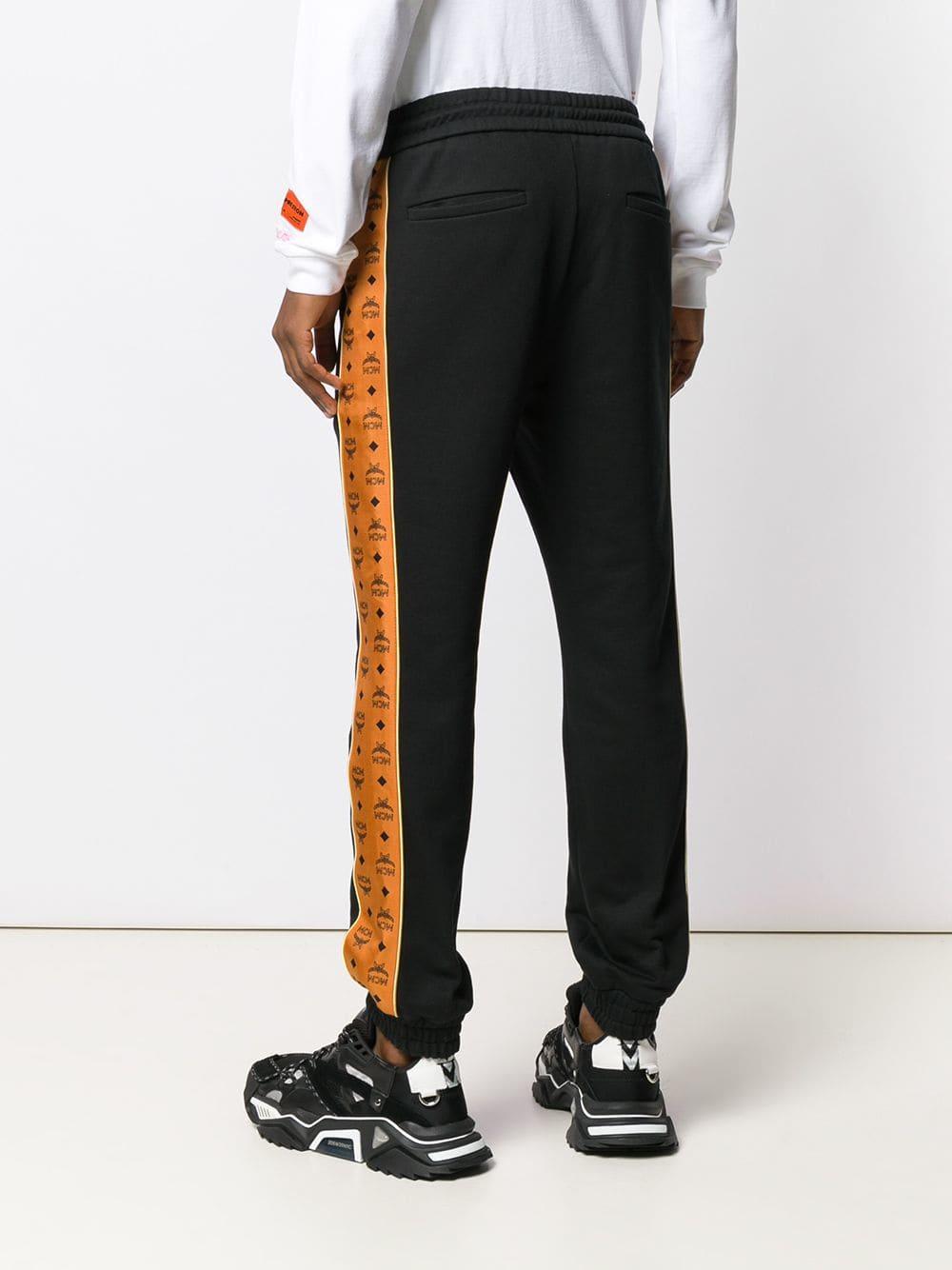 MCM Cotton Contrast Stripe Track Pants in Black for Men | Lyst