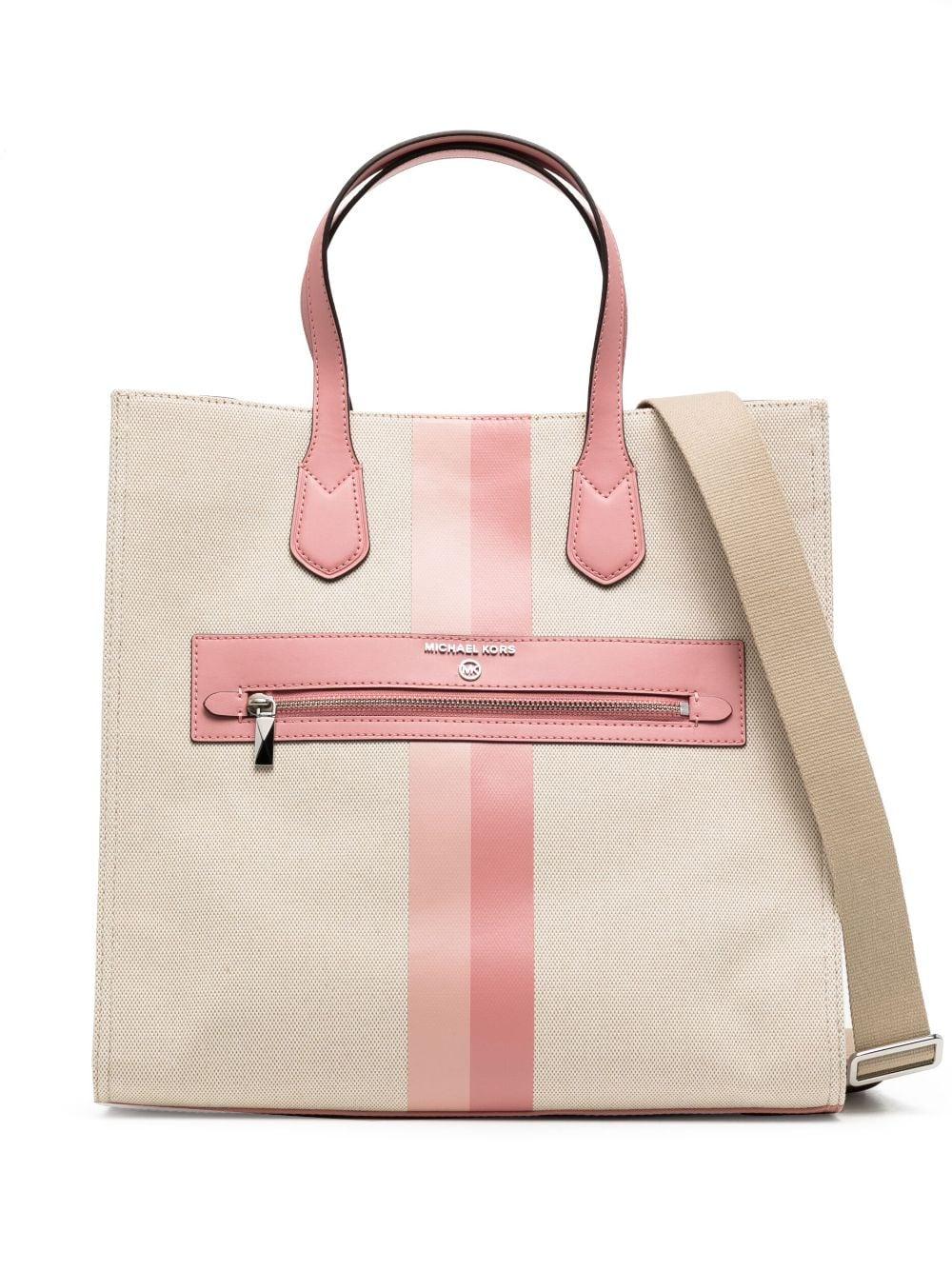 Michael Kors Edith Large Open Leather Tote Bag Soft Pink Detachable Pouch  New