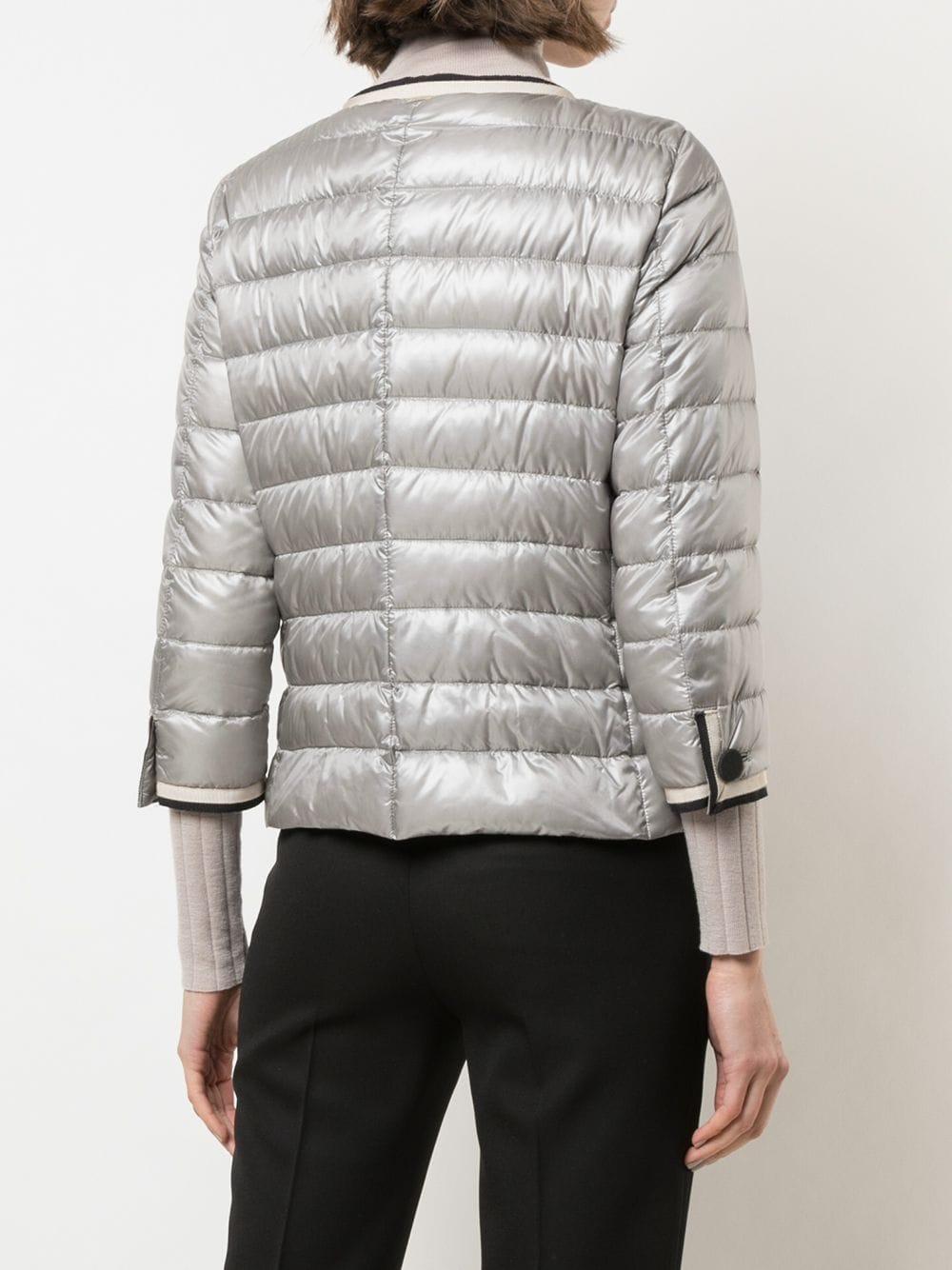 Herno Goose Contrasttrim Quilted Down Jacket in Silver (Metallic) Lyst