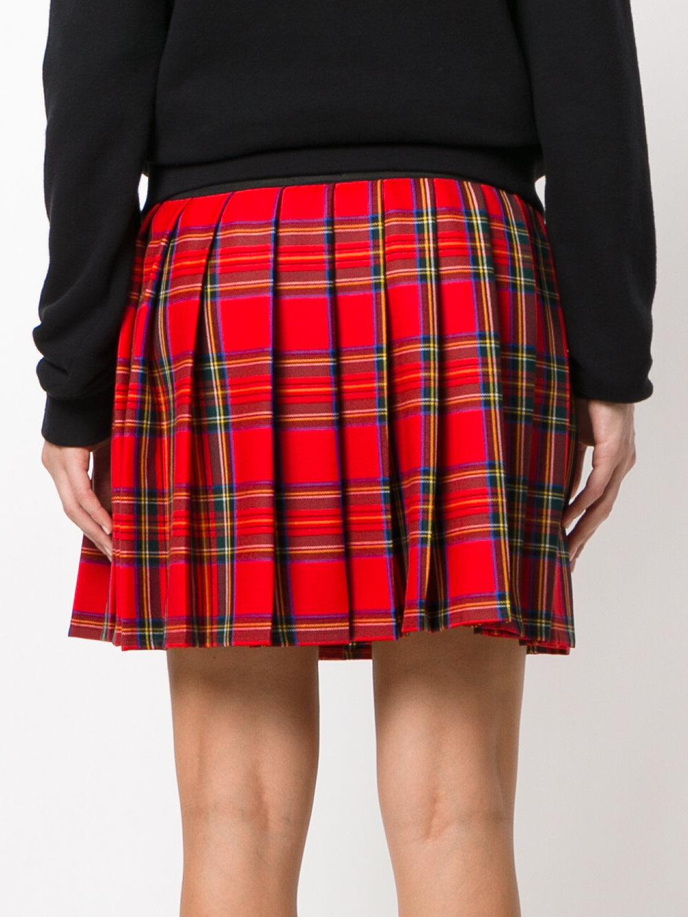 P.A.R.O.S.H. Wool Pleated Tartan Skirt in Red Lyst