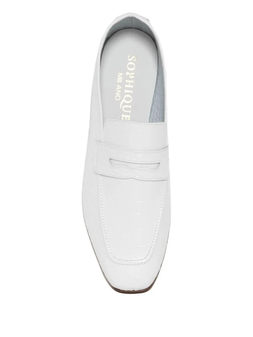 SOPHIQUE Milano Crocodile-Effect Loafers in White | Lyst