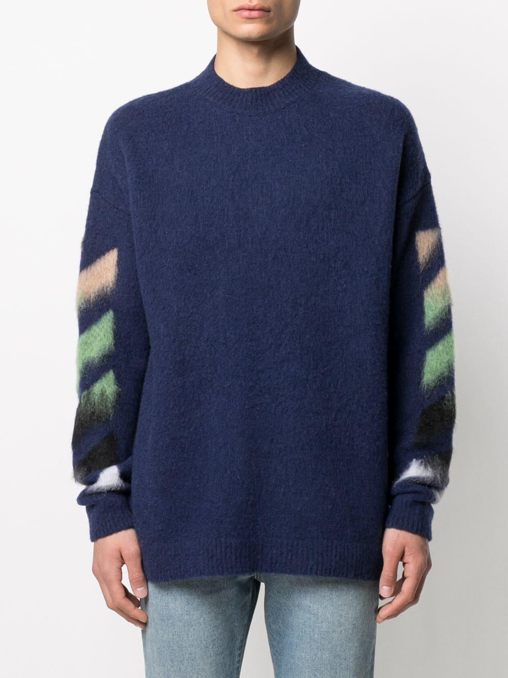 Off-White c/o Virgil Abloh Wool Patterned Intarsia-knit Jumper in Blue ...