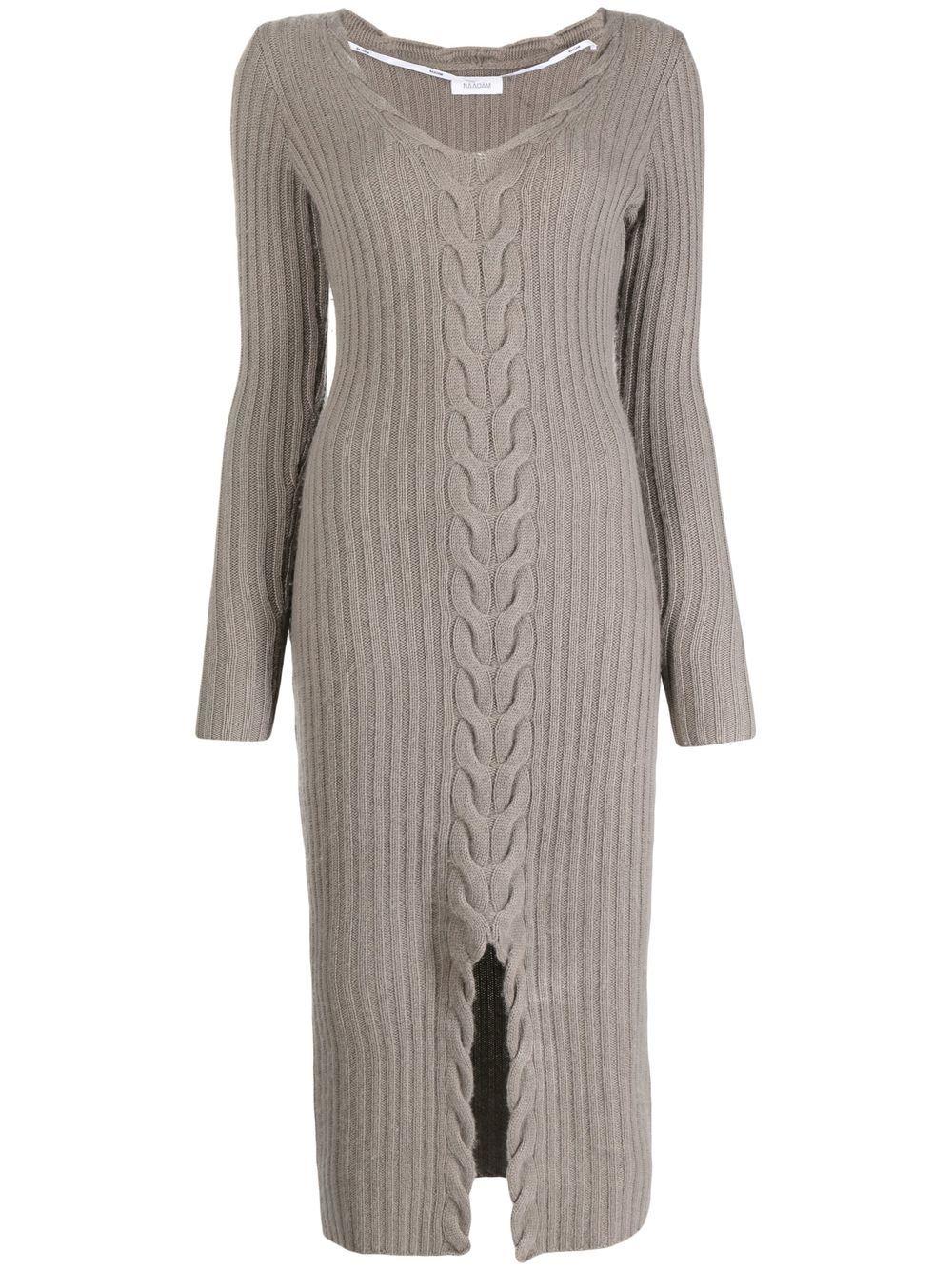 NAADAM Cable Knit Midi Dress in Gray | Lyst