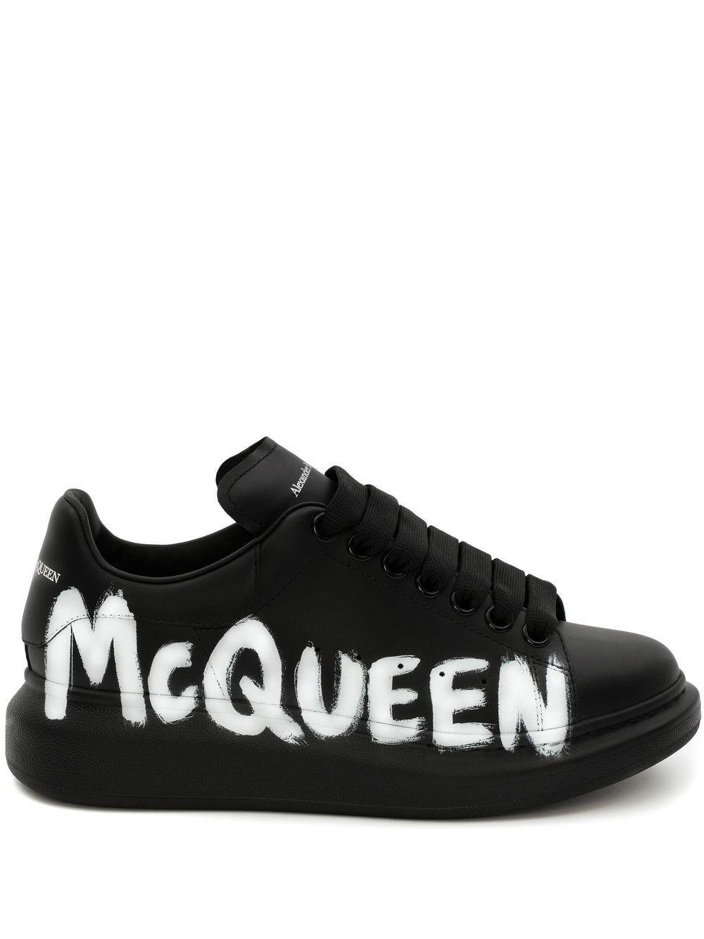 Alexander McQueen Graffiti-print Oversized Sneakers in Black | Lyst