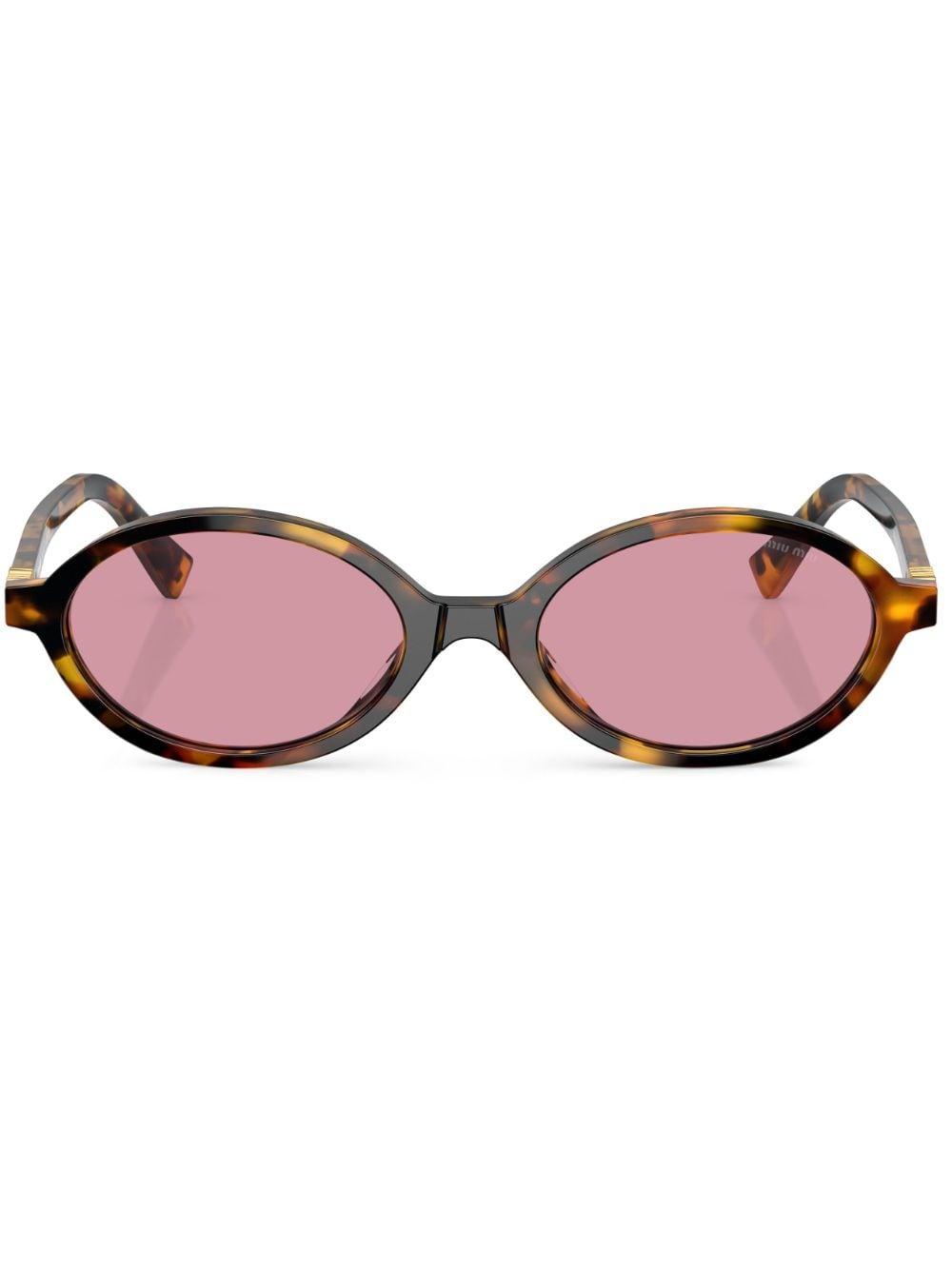 Miu Miu Miu Mu 04zs Oval-frame Acetate Sunglasses in Pink | Lyst 