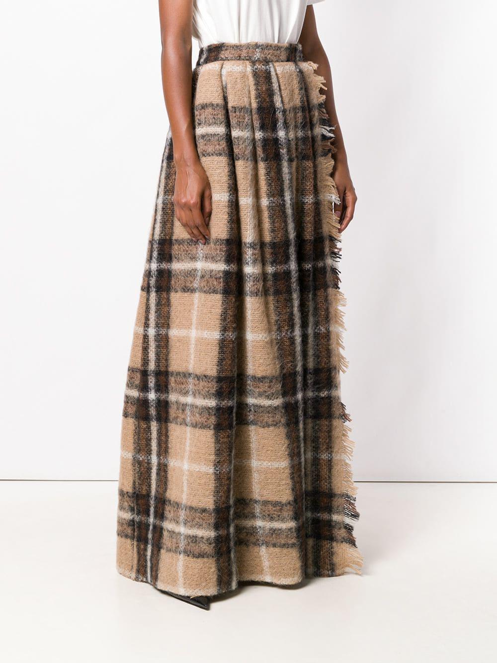 Max Mara Wool Plaid-print Maxi Skirt in Camel (Brown) | Lyst