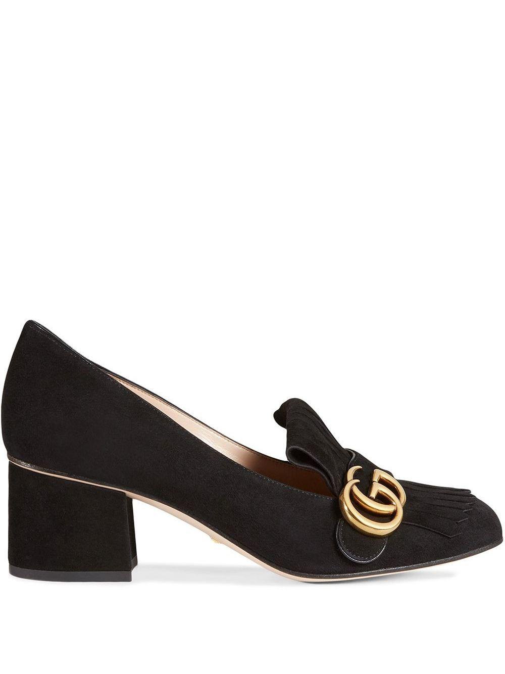 Gucci Leather Mid-Heel Marmont Pump in Black | Lyst