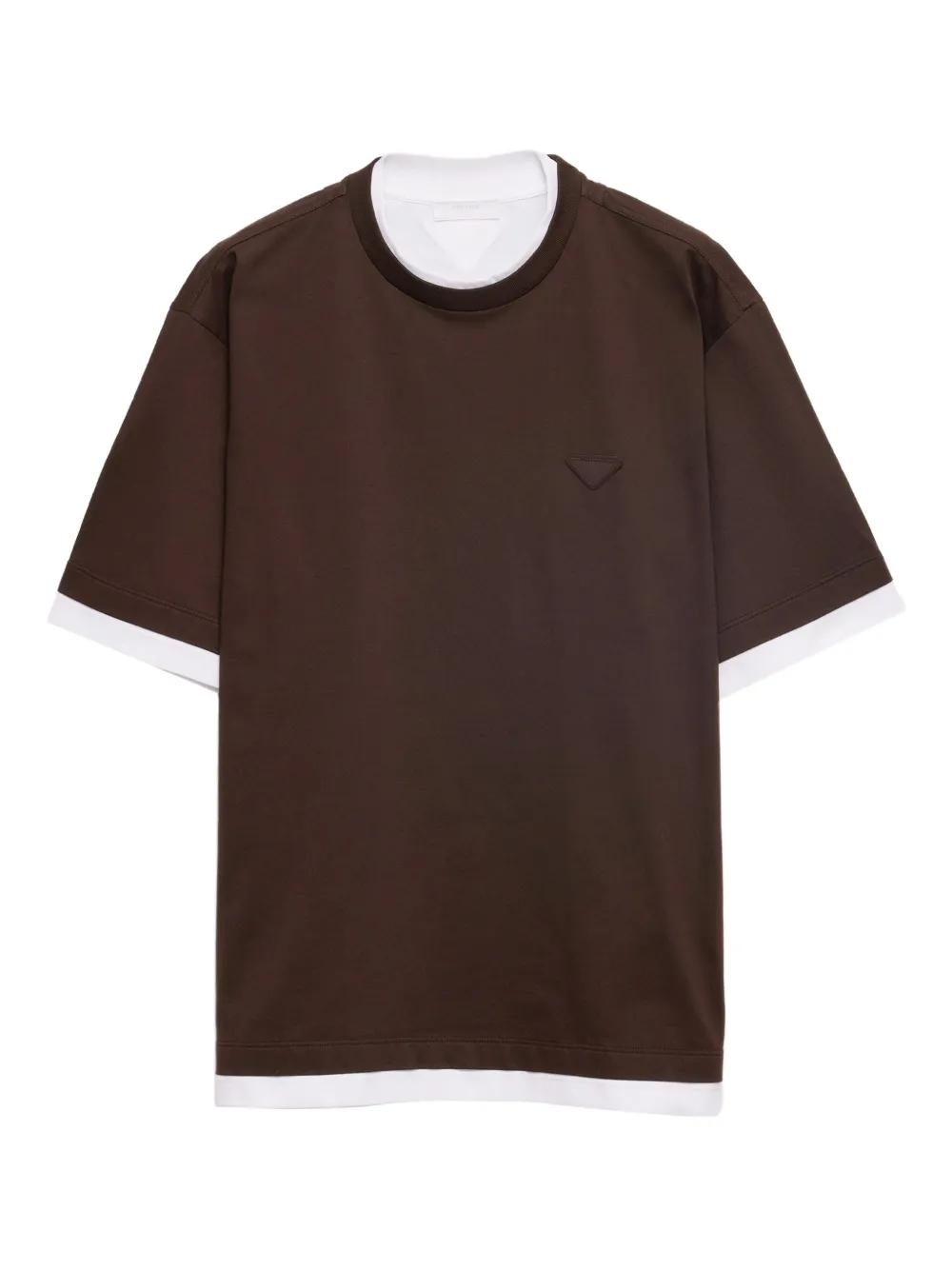 Prada Double-Layer Logo T-Shirt in Brown for Men | Lyst