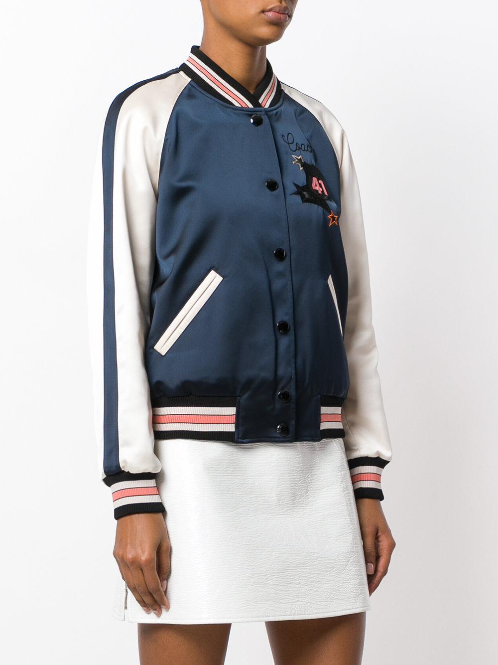 COACH Synthetic Reversible Souvenir Jacket in Blue Lyst
