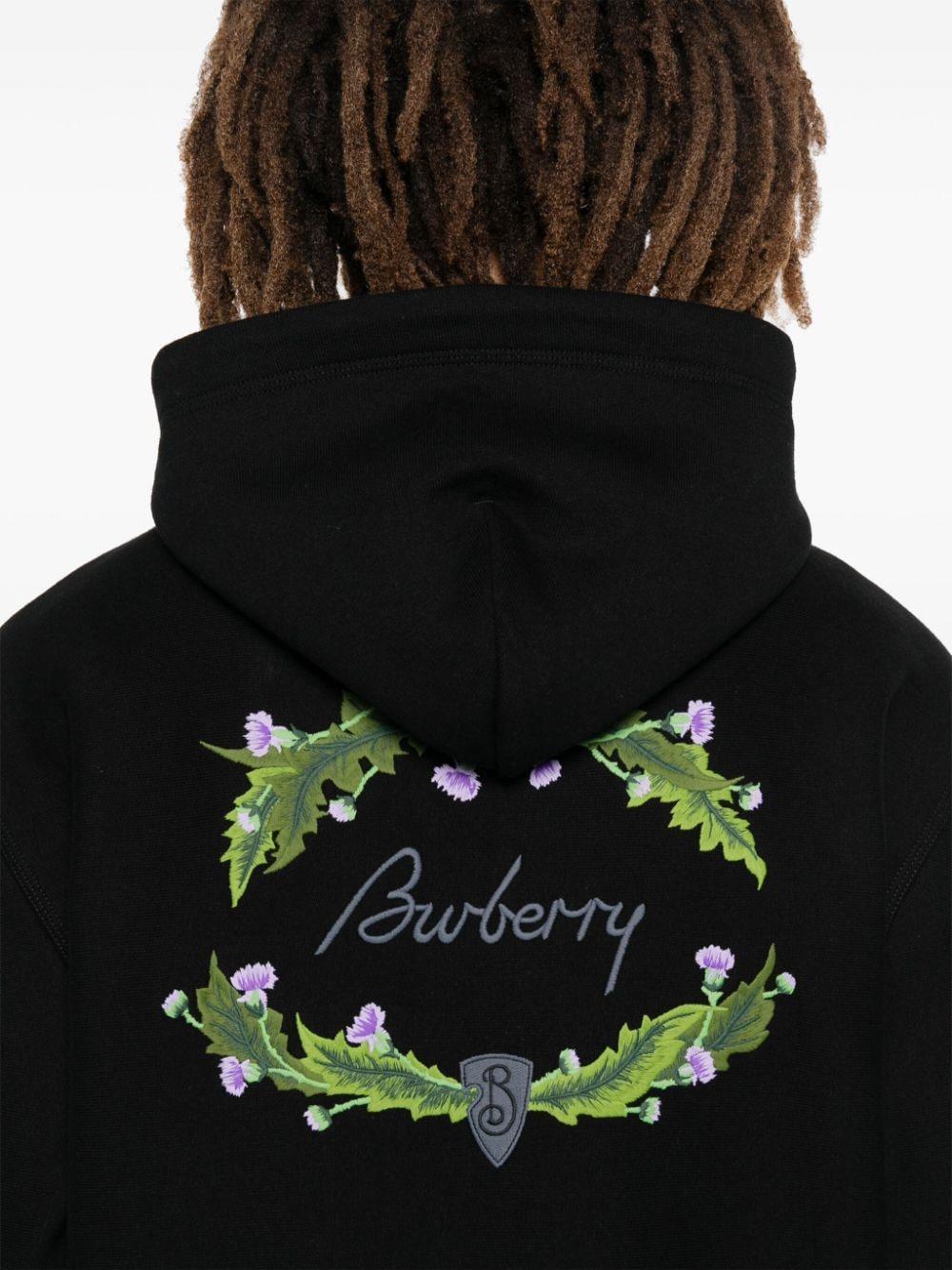 Burberry Embroidered Logo Zip Up Hoodie in Black for Men Lyst UK