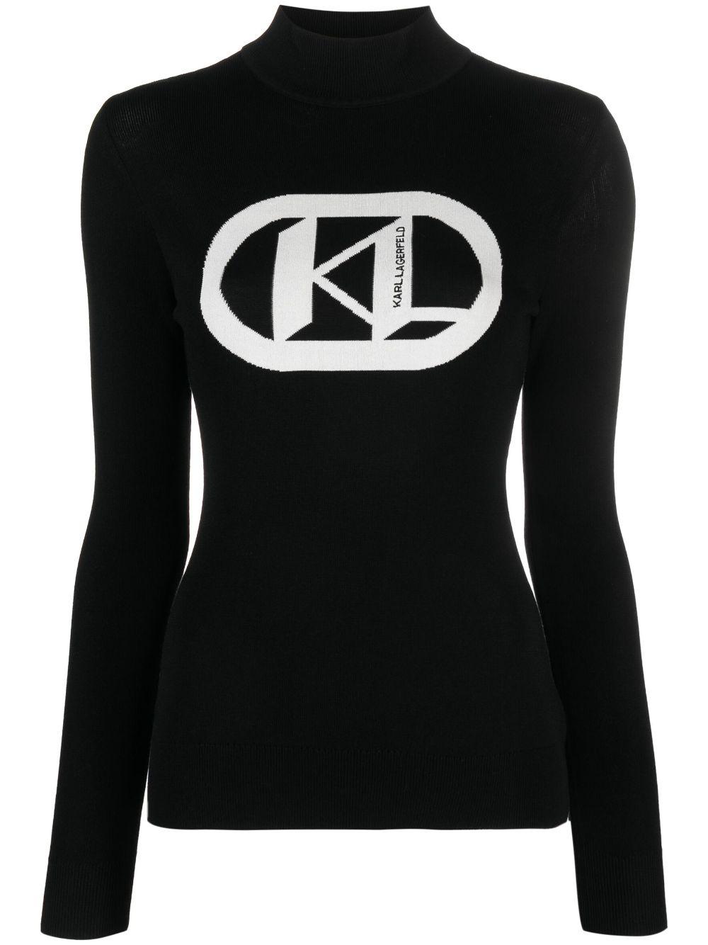 Karl Lagerfeld Logo-jacquard Jumper in Black | Lyst