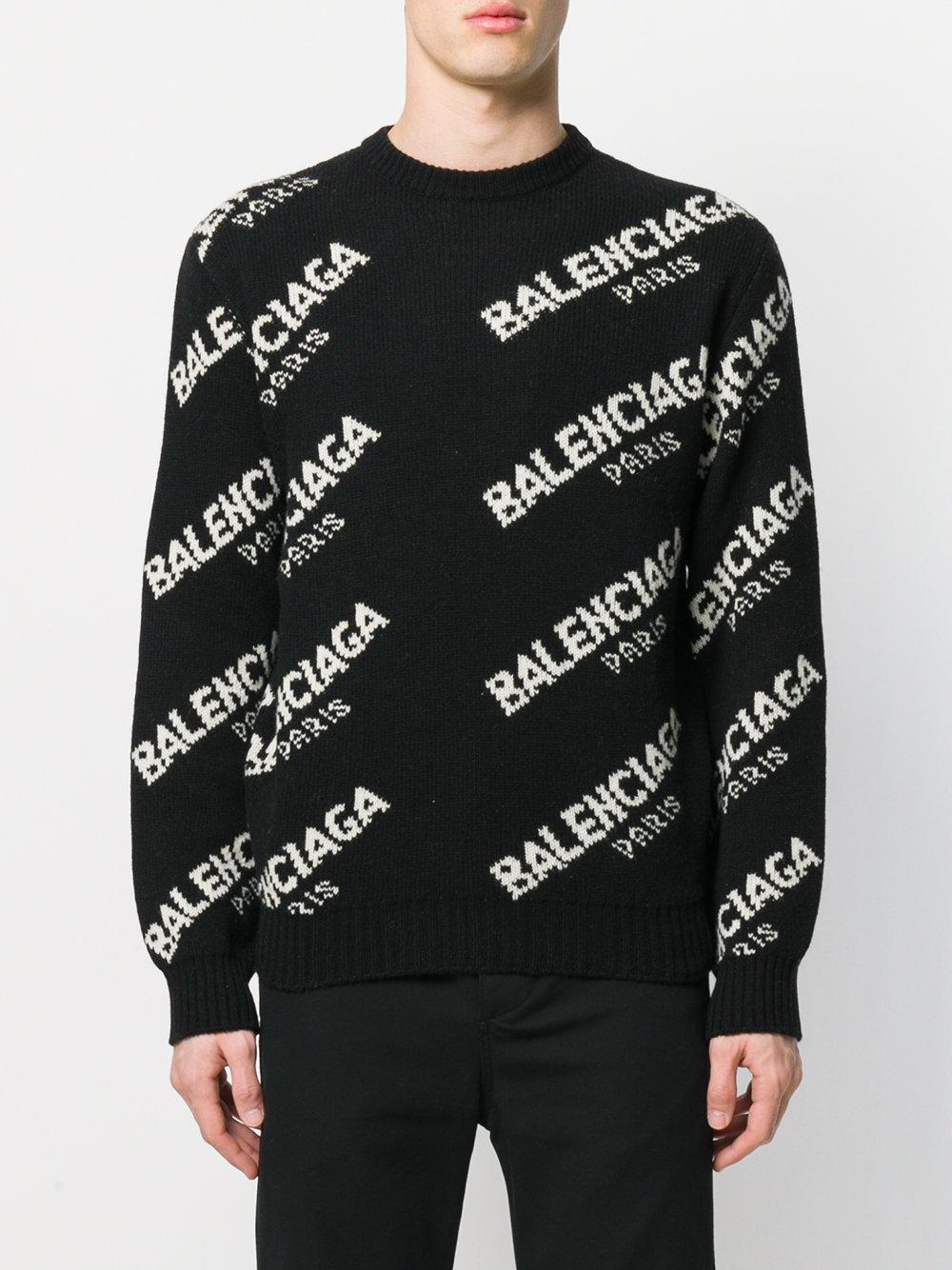 Balenciaga All Over Sweater in Black for Men | Lyst