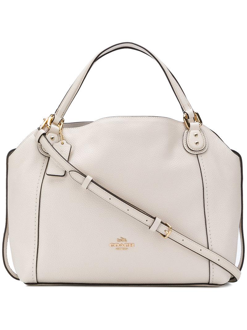 COACH Leather Edie 28 Shoulder Bag in White - Lyst