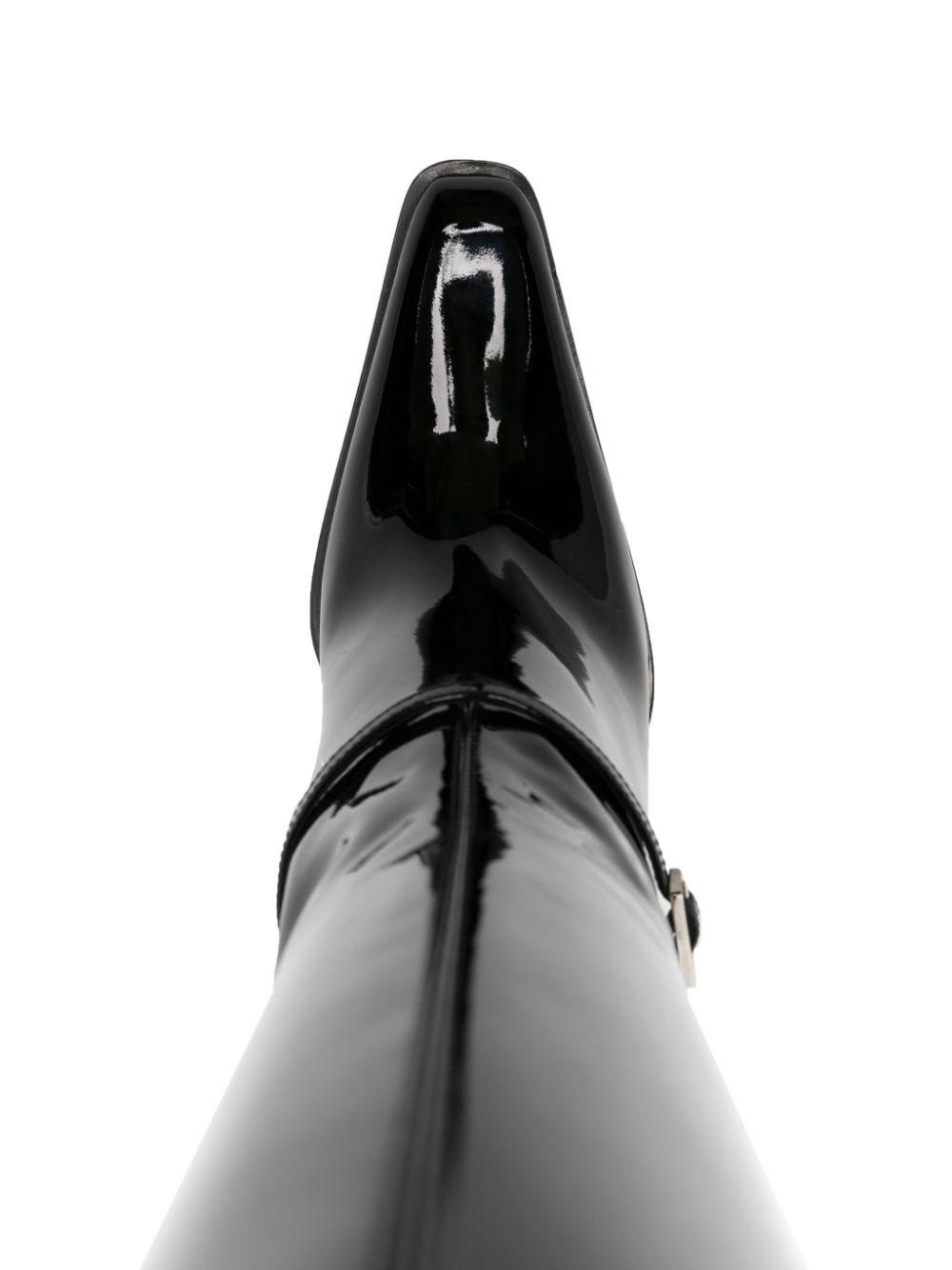 Saint Laurent レディース ブラック エナメル ロングブーツ ブーツ Saint Laurent レディース ブラック エナメル ロングブーツ ブーツ