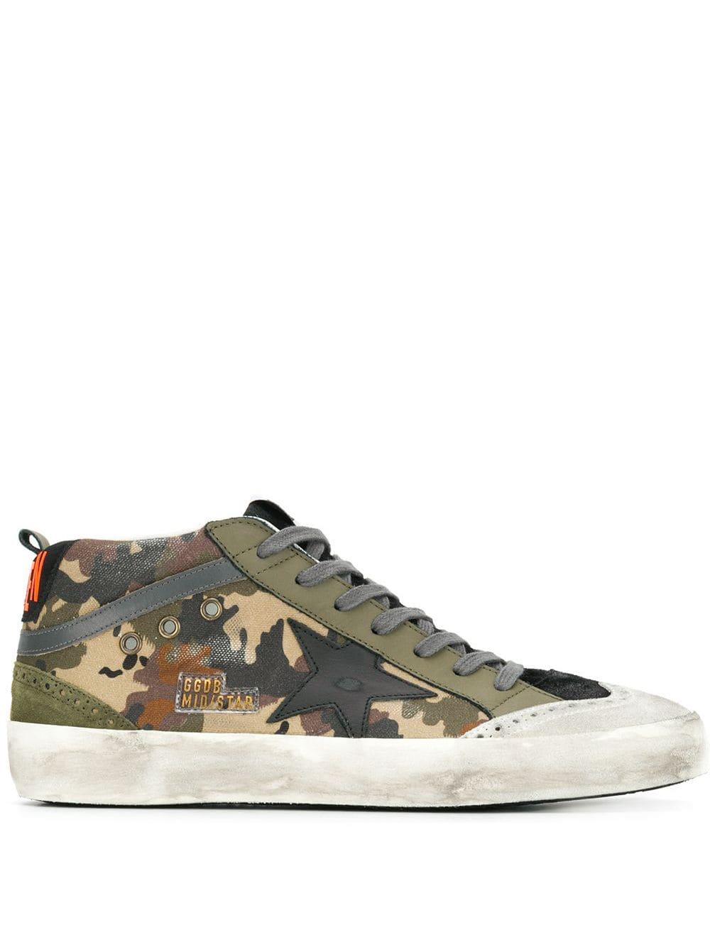 Golden Goose Mid-star Camouflage Sneakers in Green for Men | Lyst